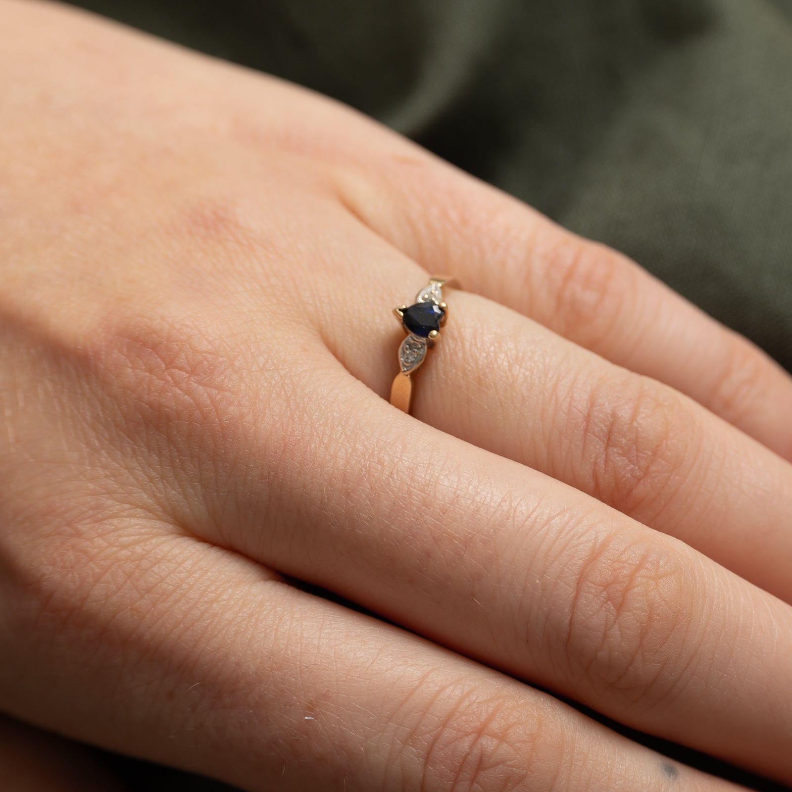 Sapphire Heart & Diamond Ring | 0.15ct, 0.02ctw | SZ 5.5