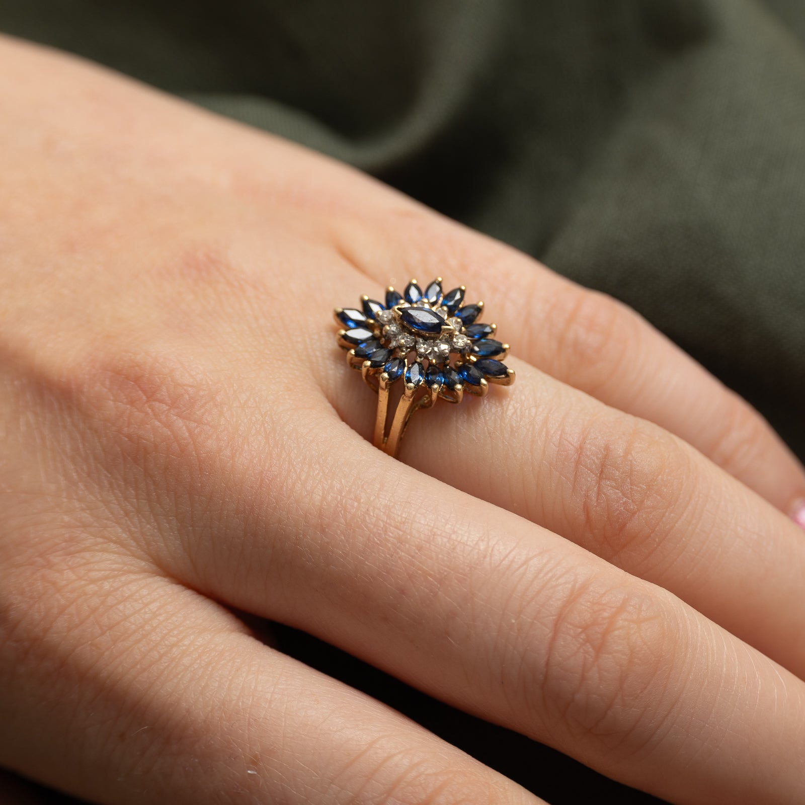Sapphire & Diamond Cocktail Ring | 0.60ctw, 0.08ctw | SZ 6.25