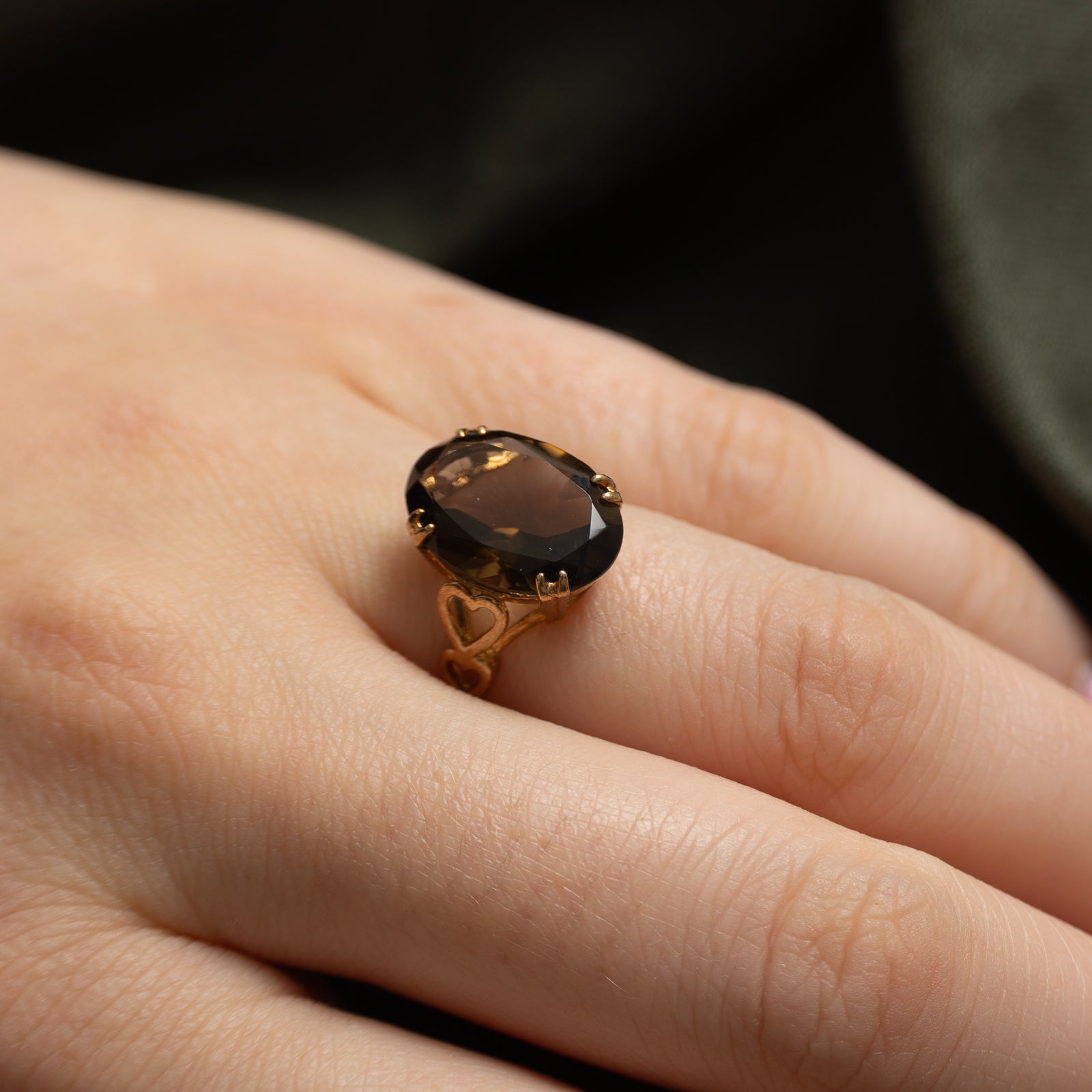1994 Birmingham Smoky Quartz Textured Cocktail Ring | 5.00ct | SZ 7.5
