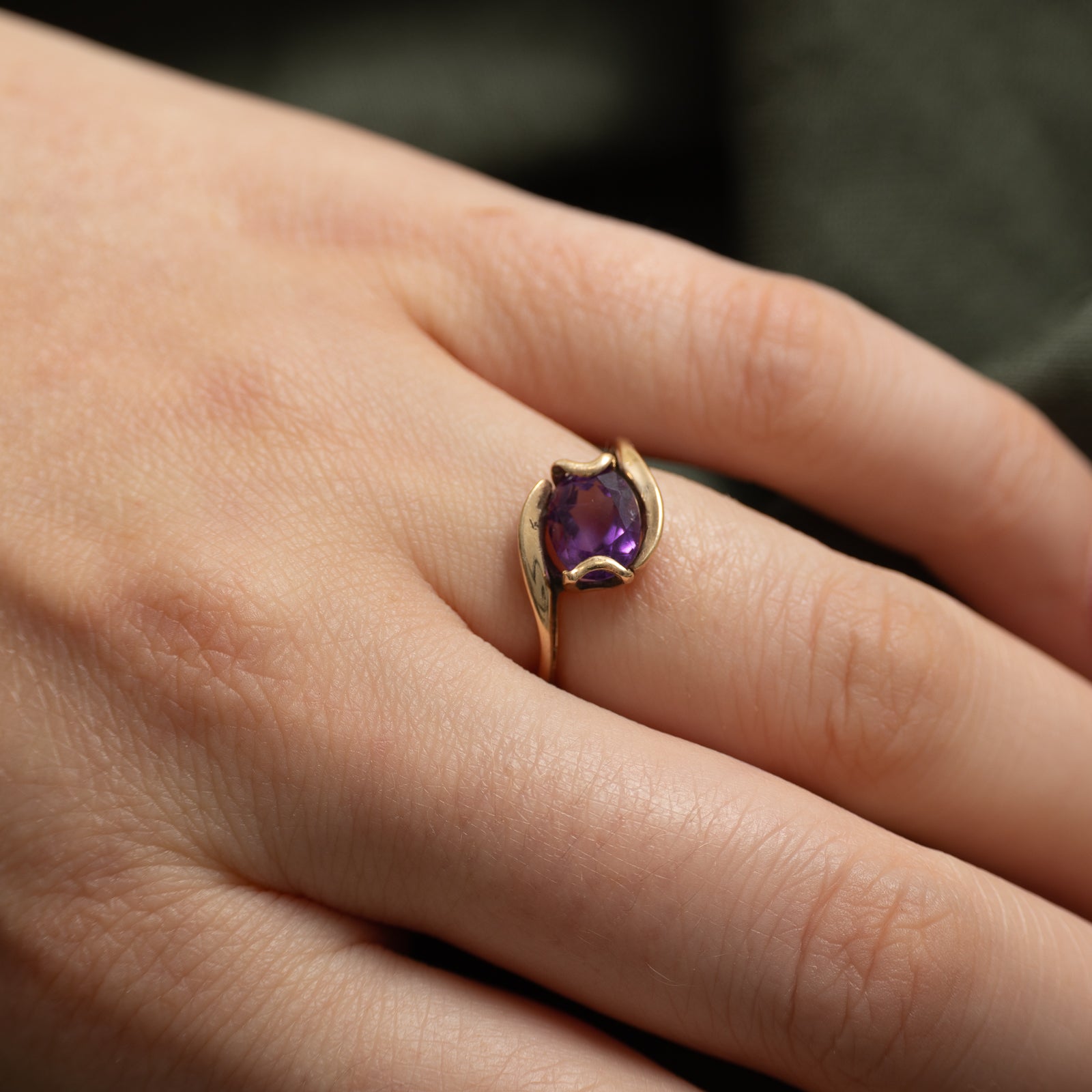 Solitaire Amethyst Bypass Ring | 1.25ct | SZ 3.25
