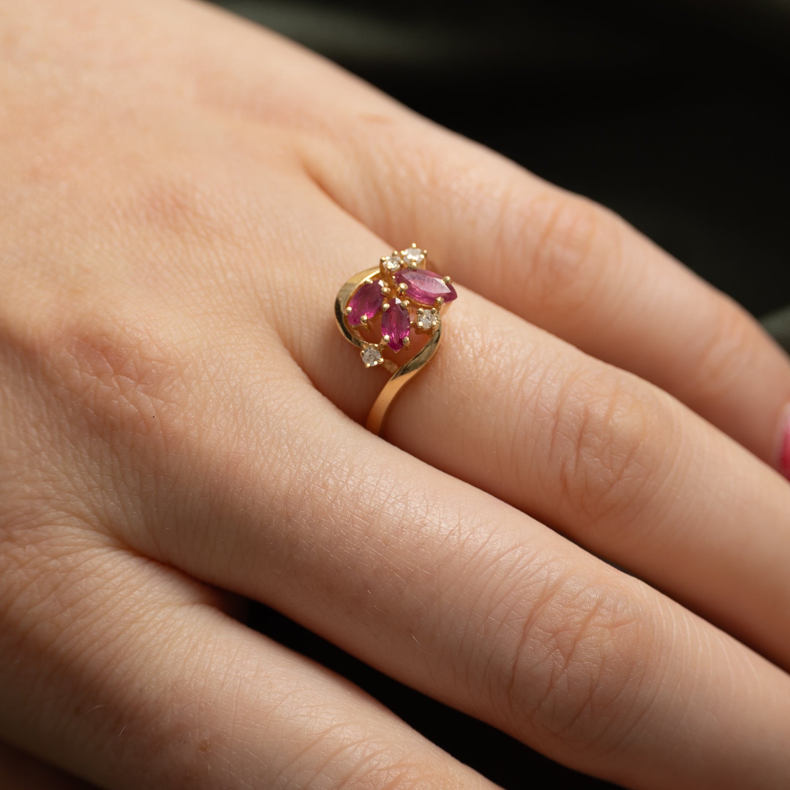 Scattered Ruby & Diamond Ring | 0.48ctw, 0.08ctw | SZ 6.5