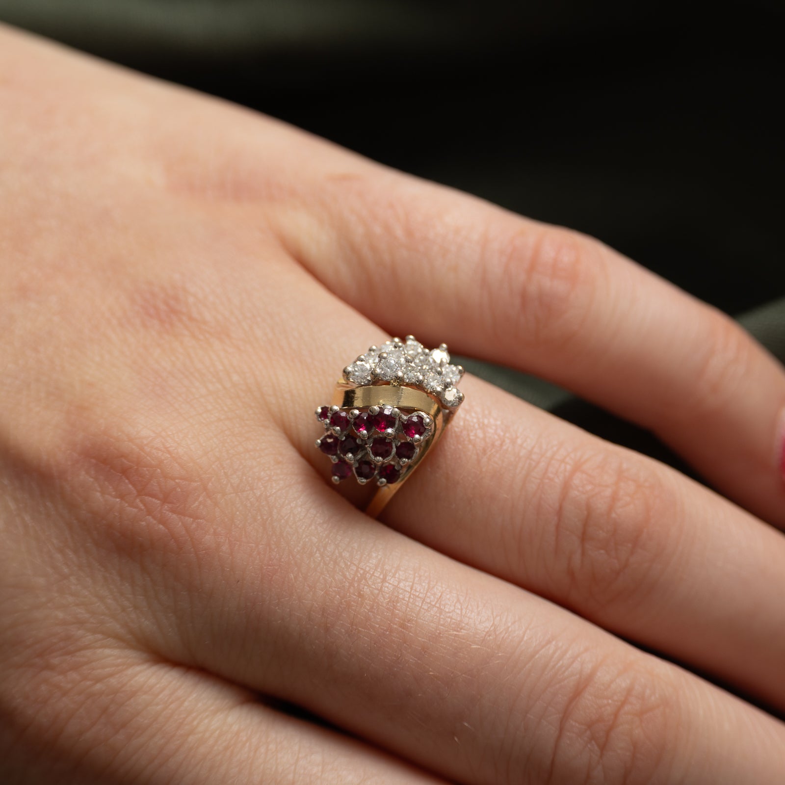 Ruby & Diamond Cluster Cocktail Ring | 0.40ctw, 0.35ctw | SZ 6.25