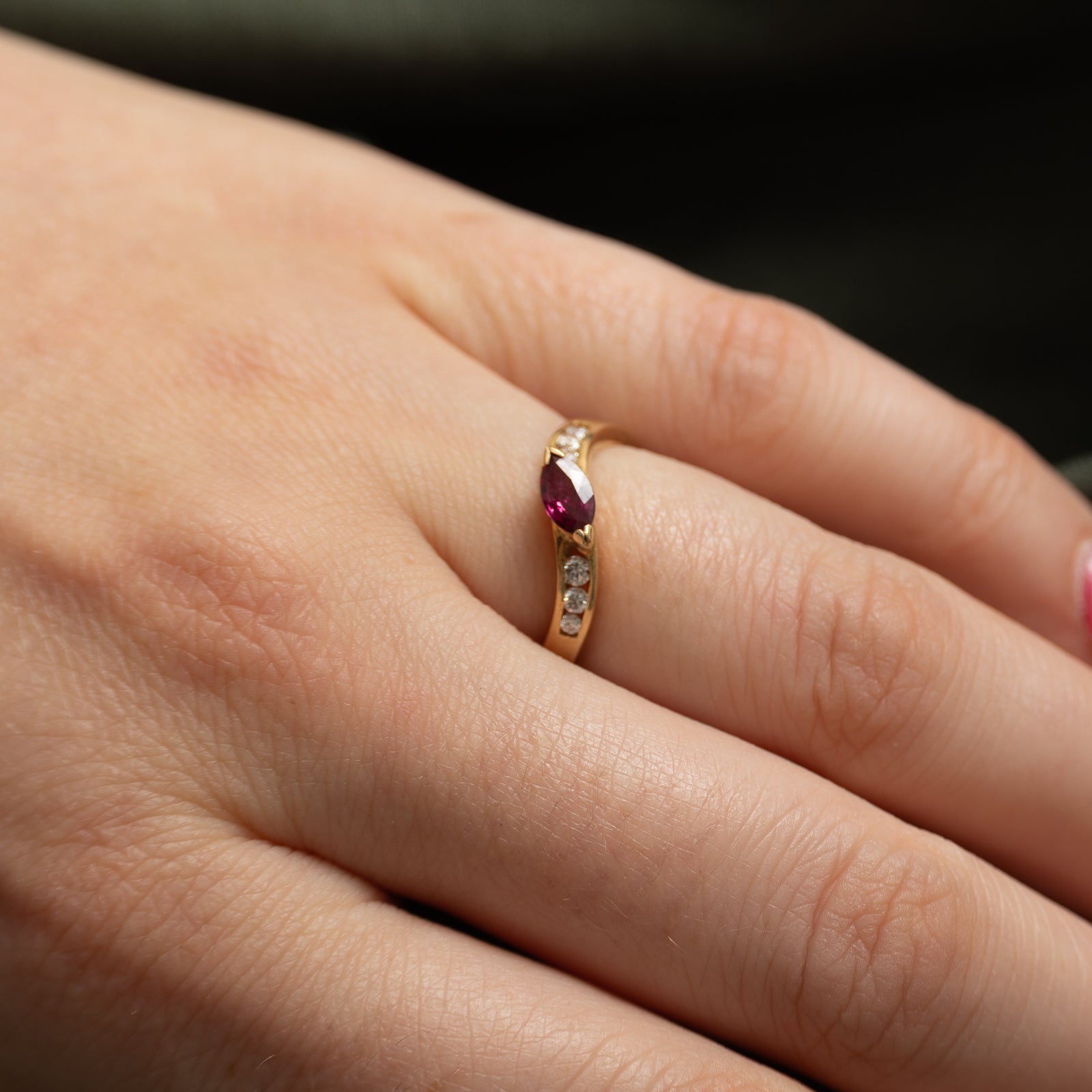 Ruby & Diamond Wave Ring | 0.33ct, 0.12ctw | SZ 5.25