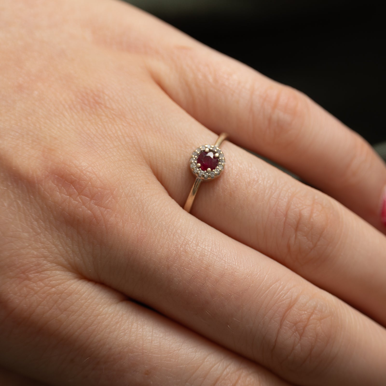 Diamond & Ruby Halo Ring | 0.06ctw | 0.26ct | SZ 6.75