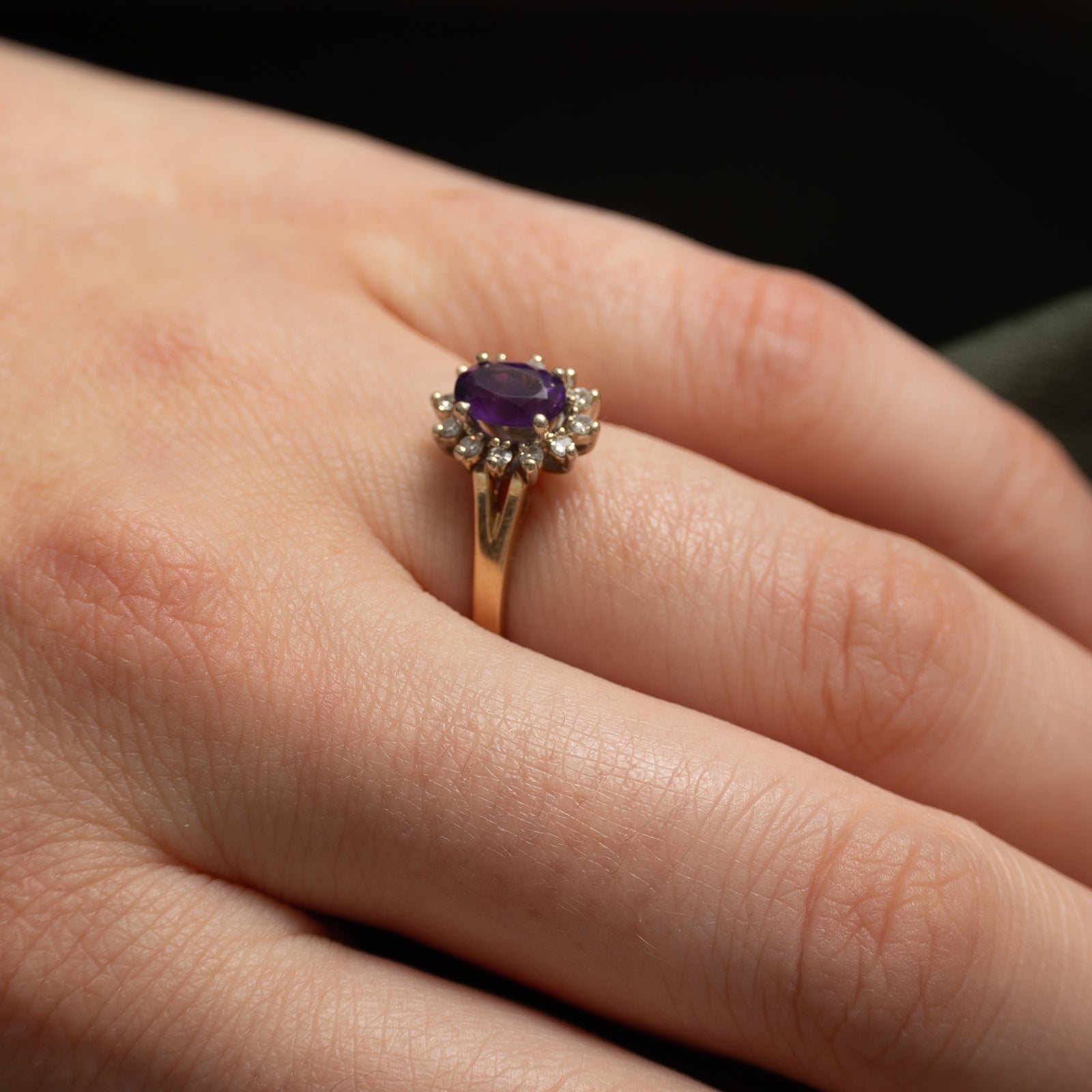 'Birks' Amethyst & Diamond Petal Ring | 0.60ct, 0.12ctw | SZ 6