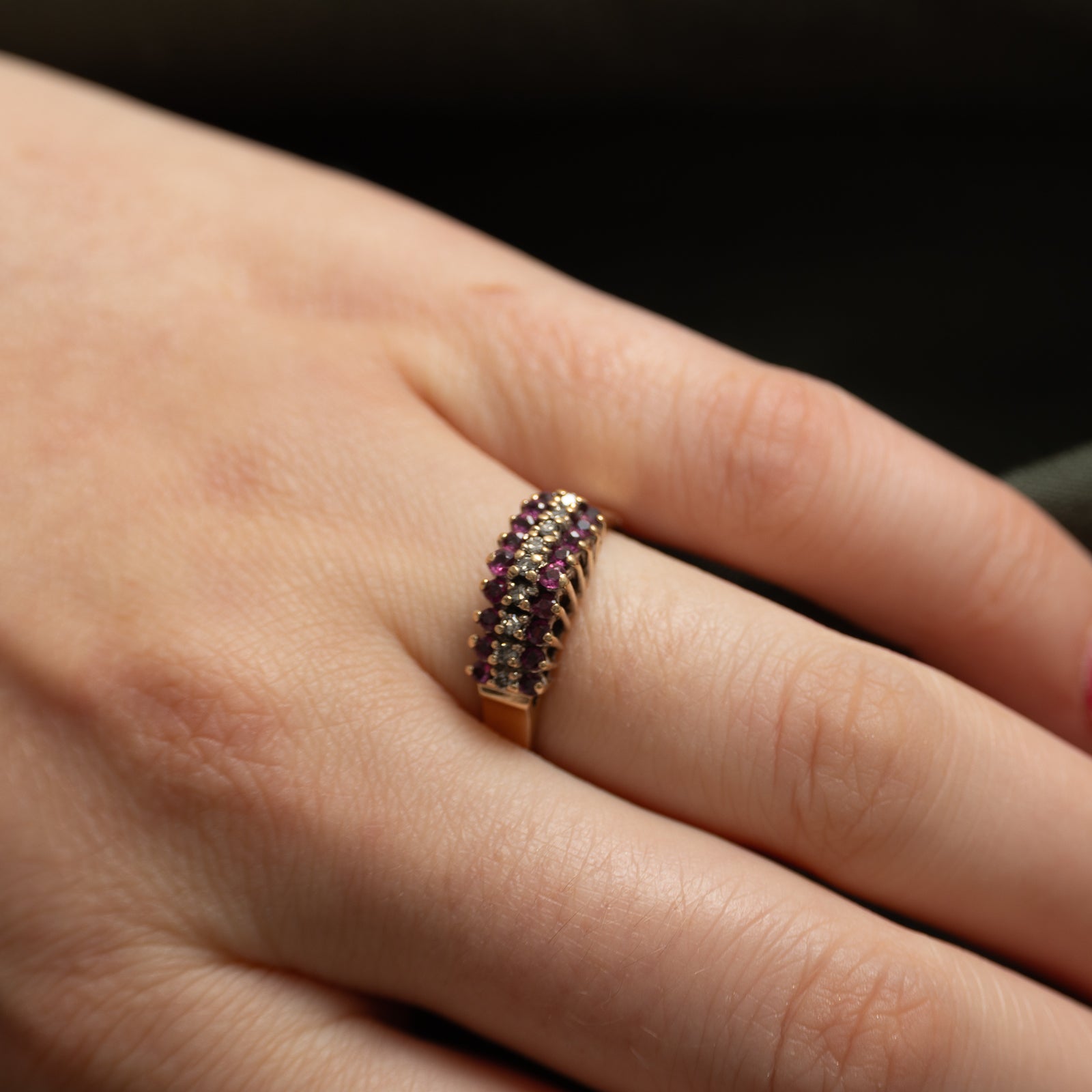 Multi Row Ruby & Diamond Ring | 0.50ctw, 0.09ctw | SZ 7.25