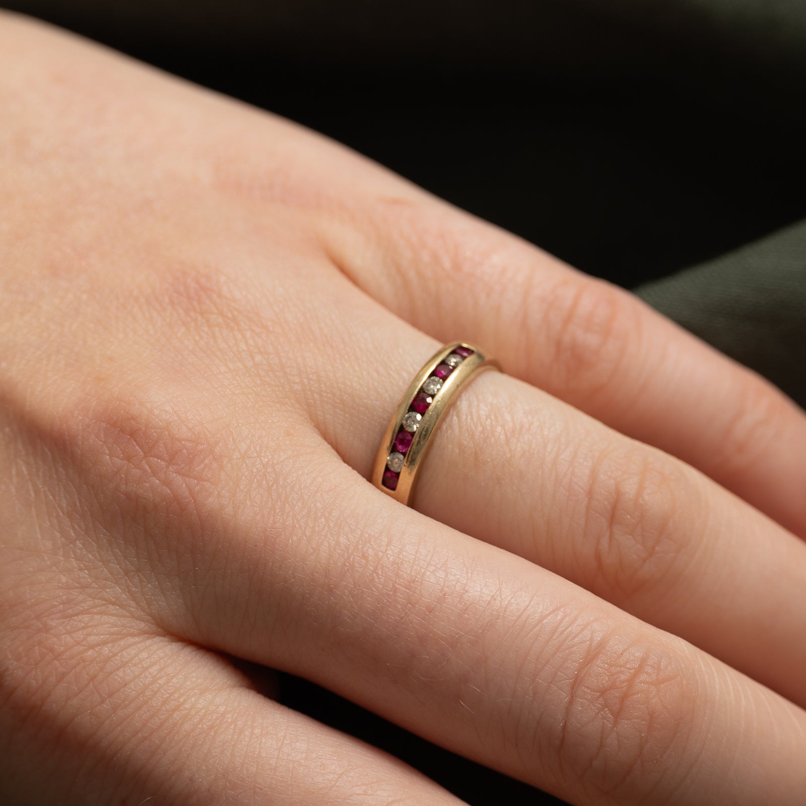 Channel Set Ruby & Diamond Band | 0.17ctw, 0.10ctw | SZ 6.5