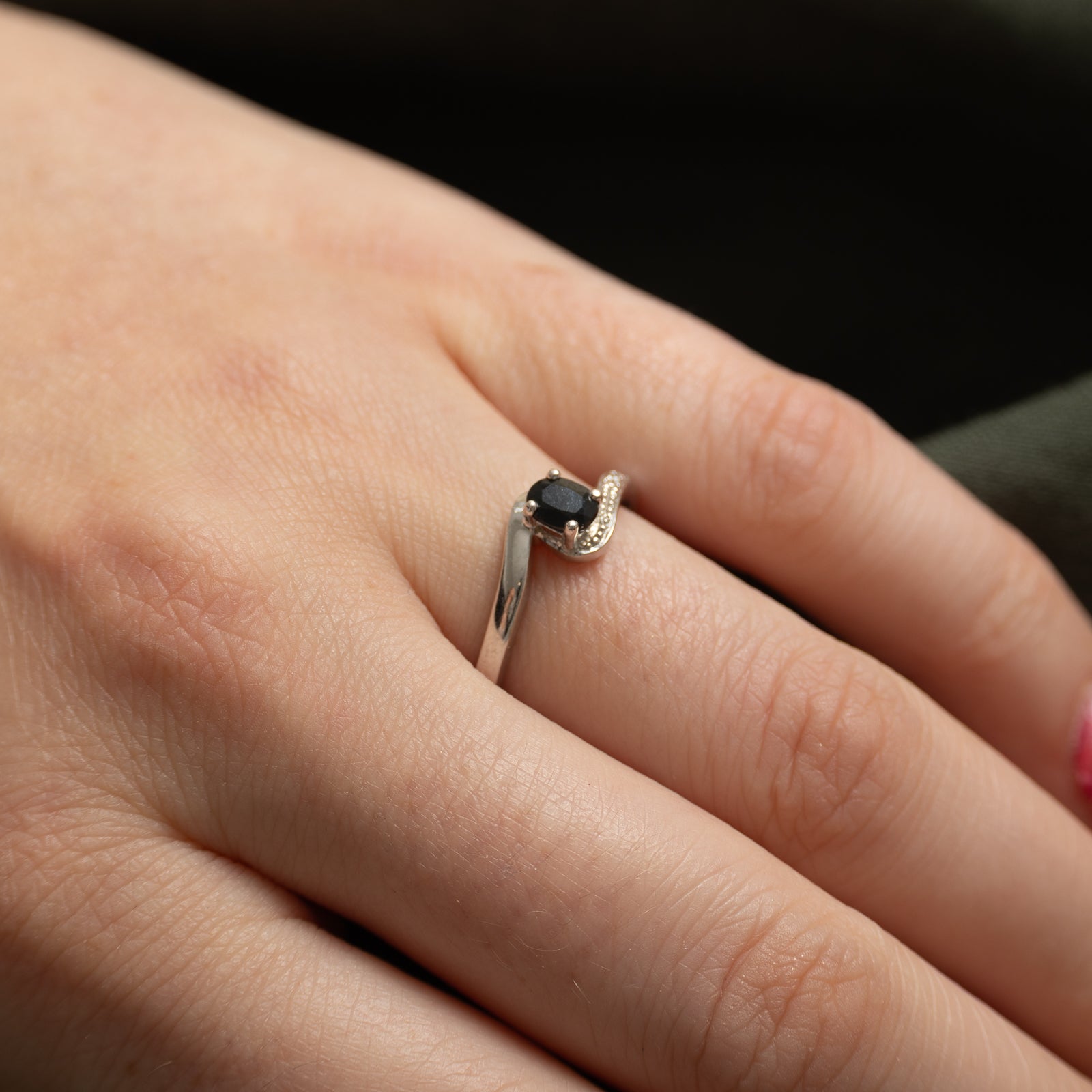 Sapphire & Diamond Bypass Ring | 0.34ct, 0.005ctw | SZ 7.25