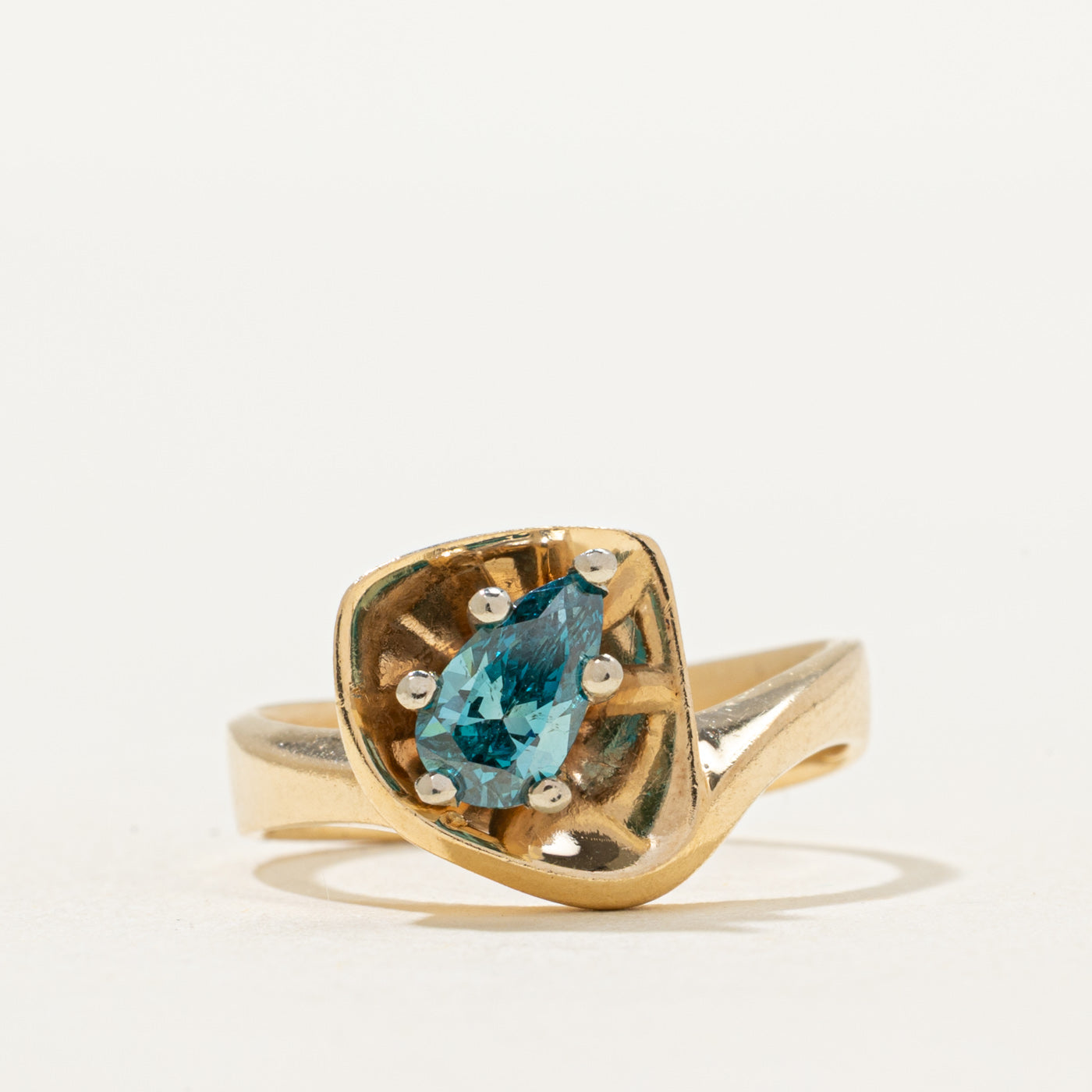 Bague abstraite en diamant bleu | 0,50 ct | Taille 4,5