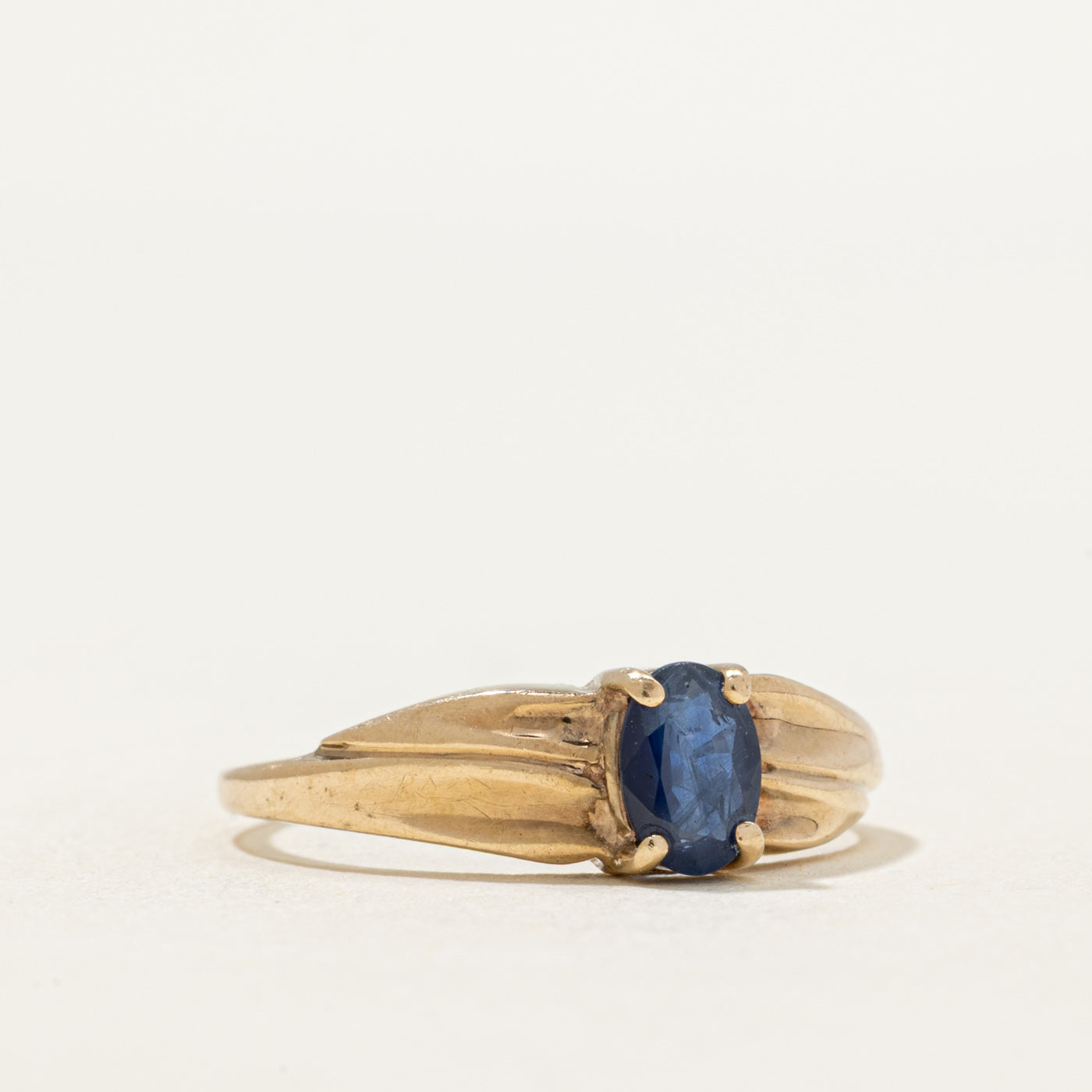 Solitaire Sapphire Grooved Ring | 0.50ct | SZ 6.75