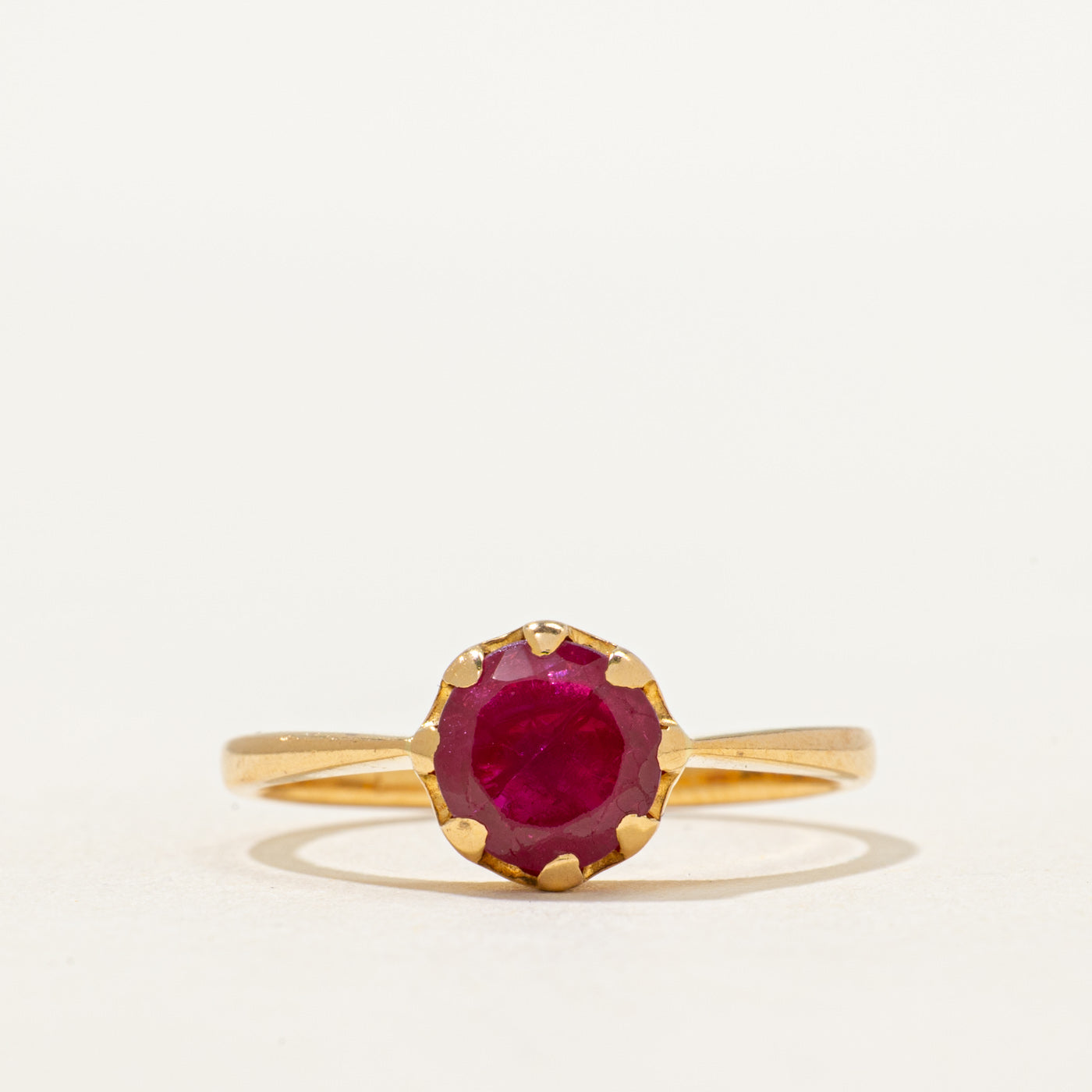 Solitaire Synthetic Ruby Ring | 1.25ct | SZ 7.25