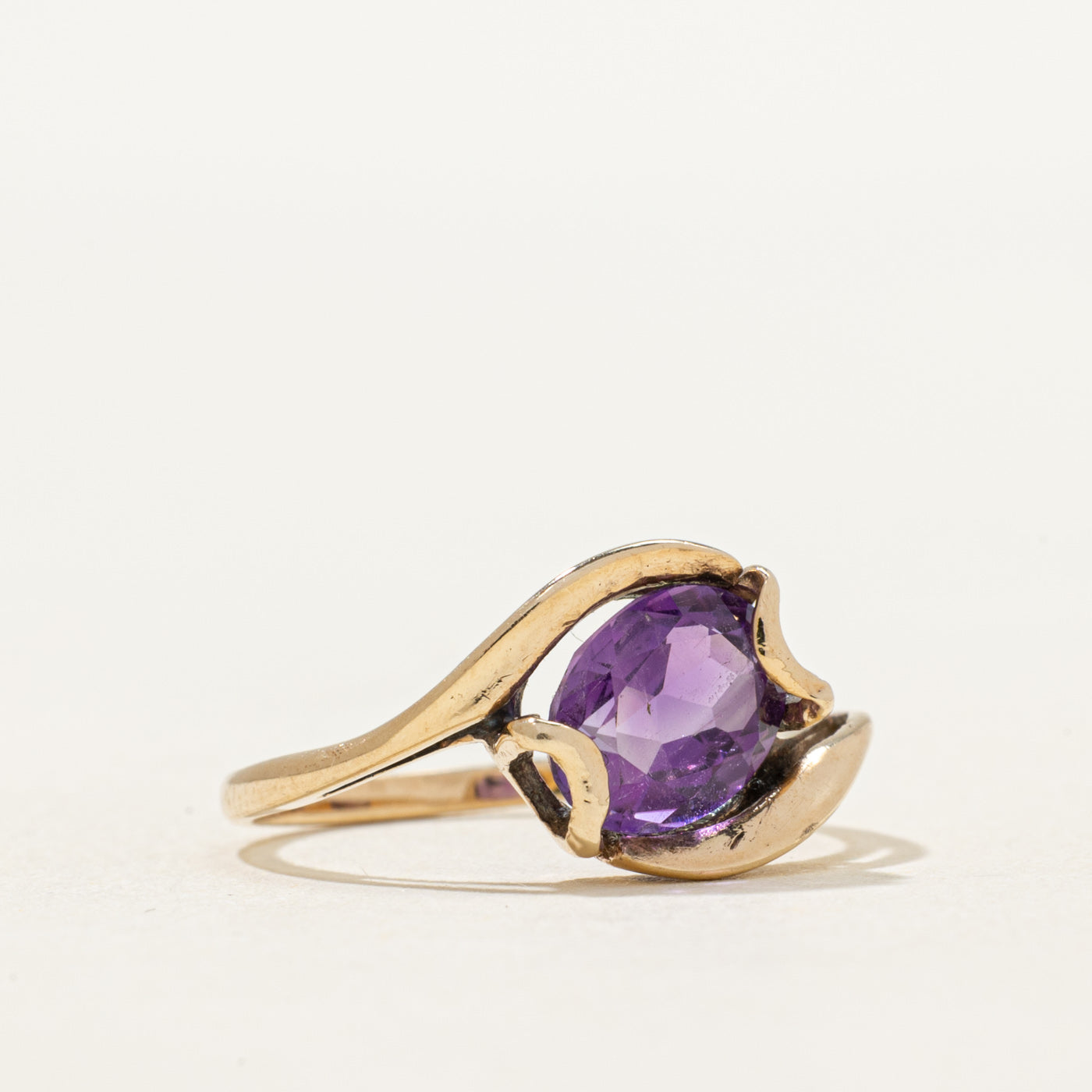 Solitaire Amethyst Bypass Ring | 1.25ct | SZ 3.25