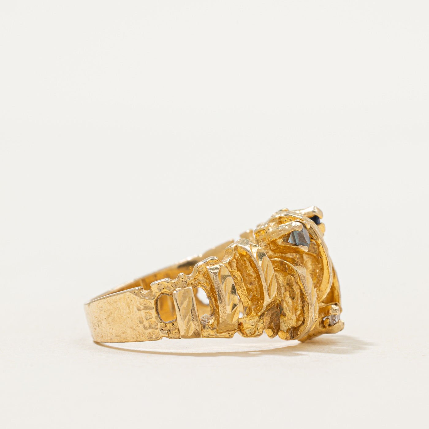 Scattered Multi Gemstone Textured Ring | 0.08ctw, 0.04ct | SZ 6.5