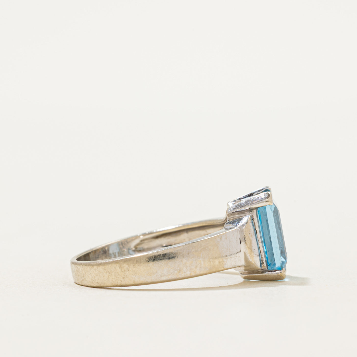 Blue Topaz & Diamond Ring | 3.00ct, 0.09ctw | SZ 7.75