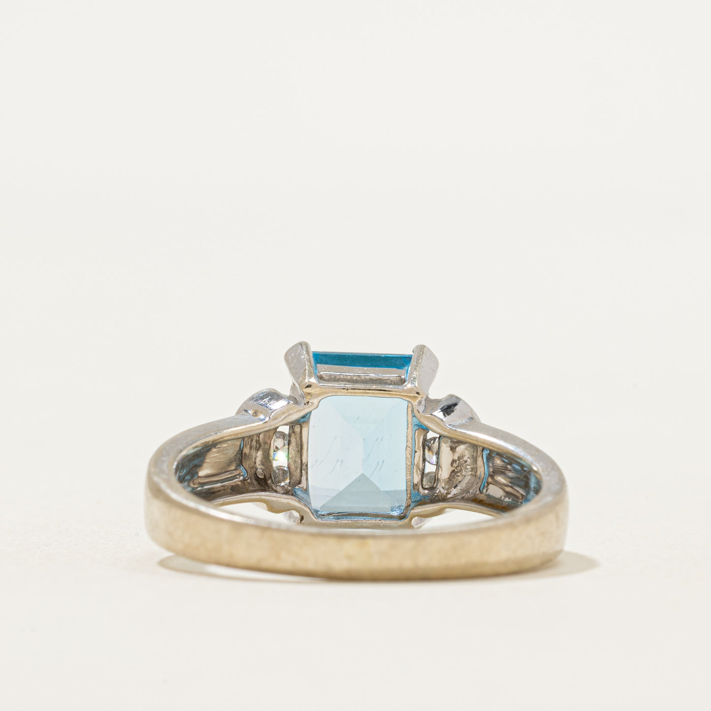 Blue Topaz & Diamond Ring | 3.00ct, 0.09ctw | SZ 7.75