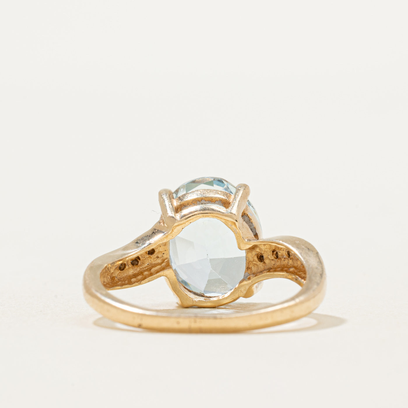 Blue Topaz & Diamond Cocktail Ring | 5.12ct, 0.06ctw | SZ 6
