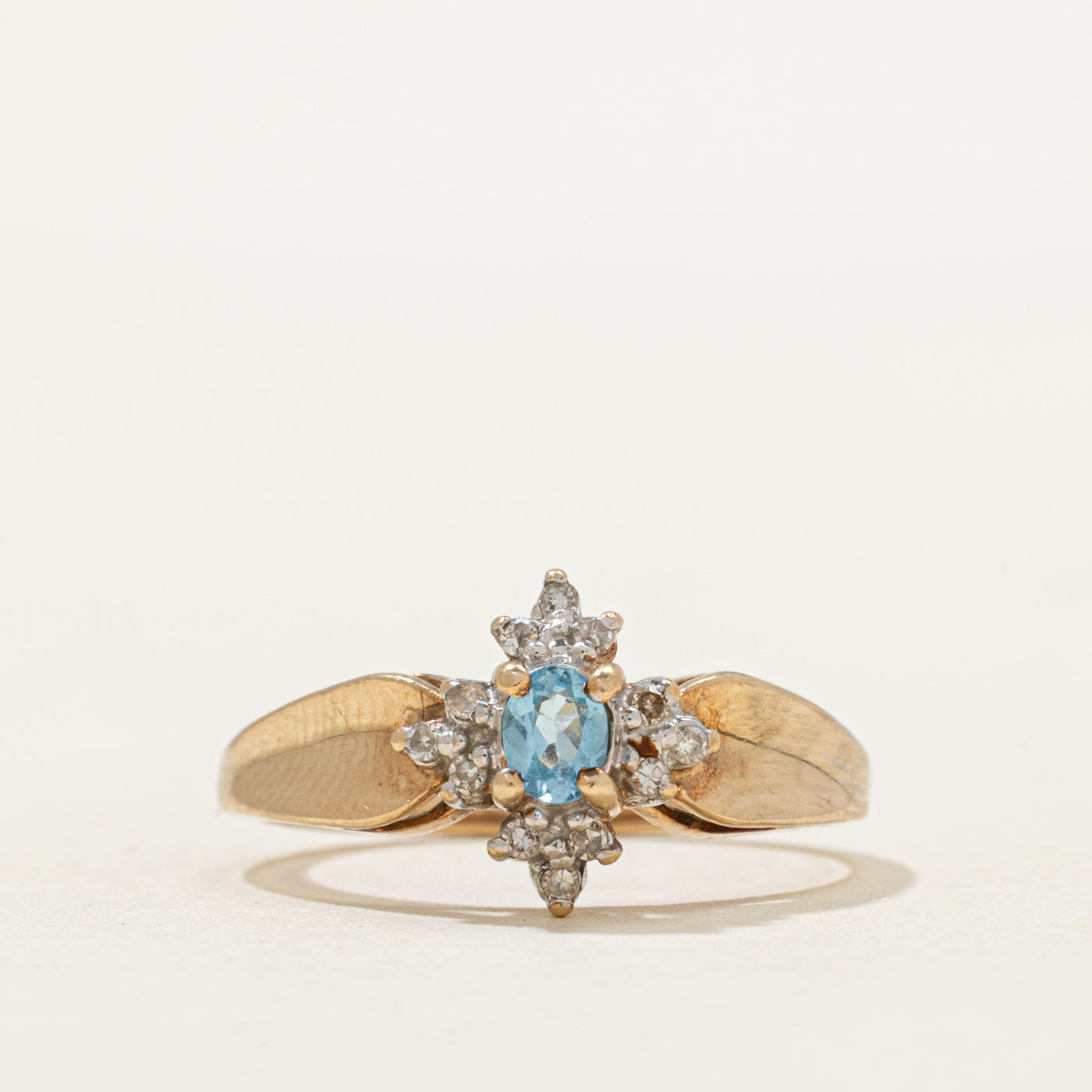 Blue Topaz & Diamond Ring | 0.16ct, 0.08ctw | SZ 7