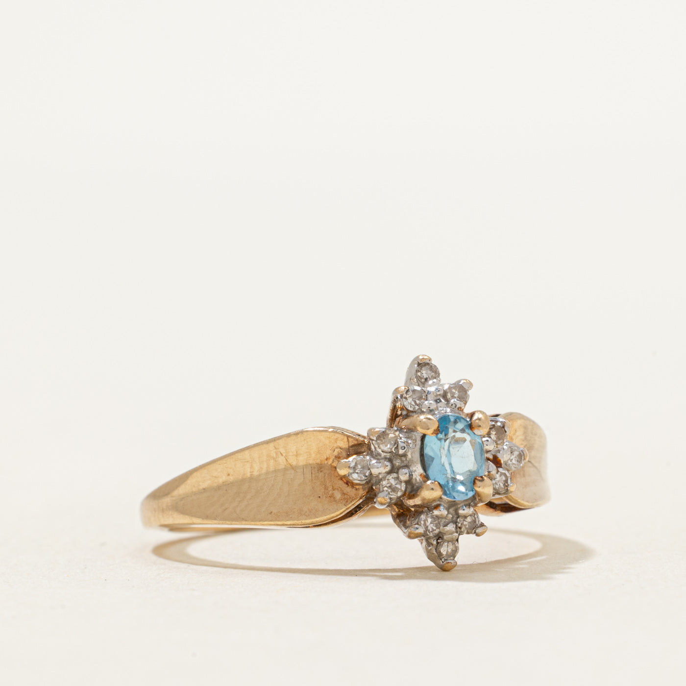 Blue Topaz & Diamond Ring | 0.16ct, 0.08ctw | SZ 7