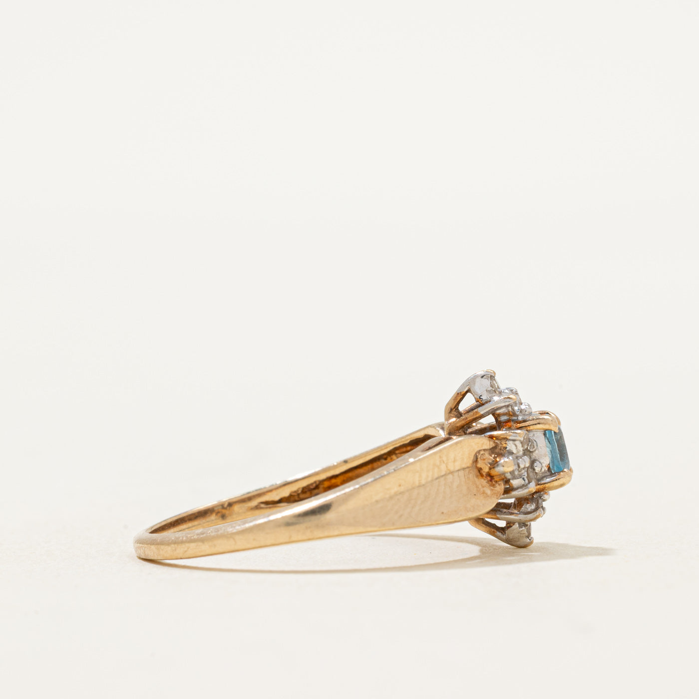 Blue Topaz & Diamond Ring | 0.16ct, 0.08ctw | SZ 7