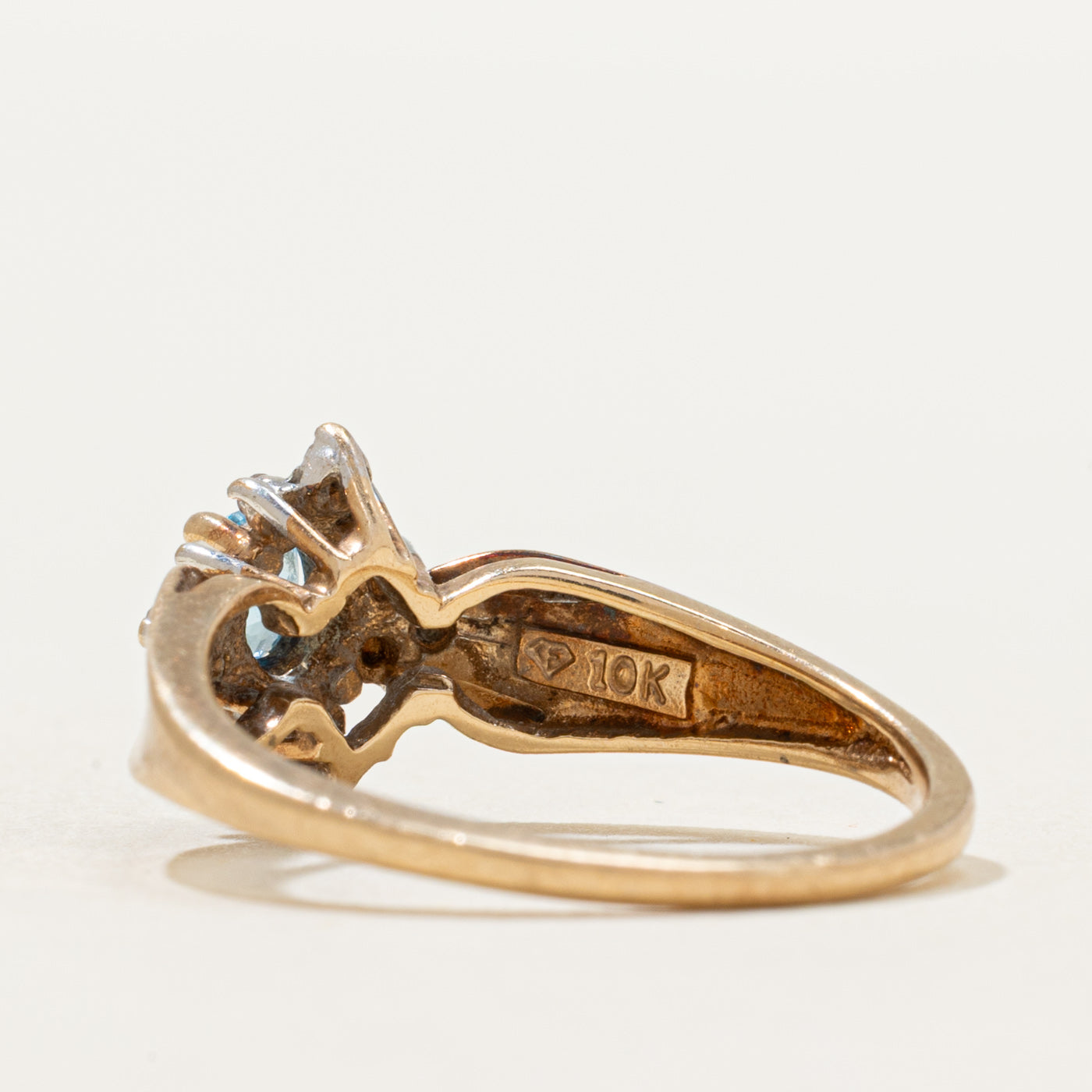 Blue Topaz & Diamond Ring | 0.16ct, 0.08ctw | SZ 7