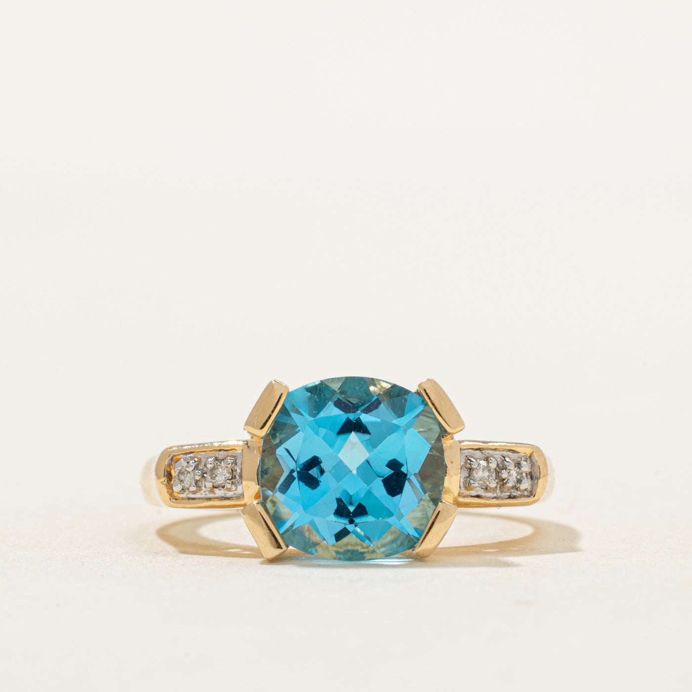 Blue Topaz & Diamond Ring | 4.00ct, 0.04ctw | SZ 7.25