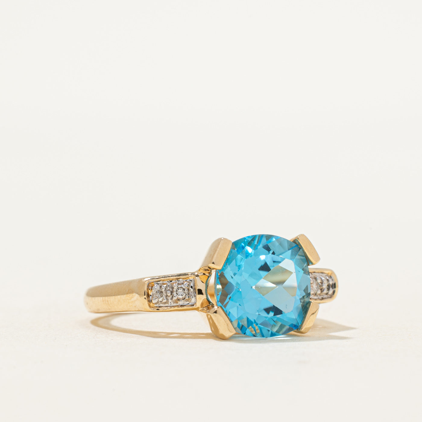 Blue Topaz & Diamond Ring | 4.00ct, 0.04ctw | SZ 7.25