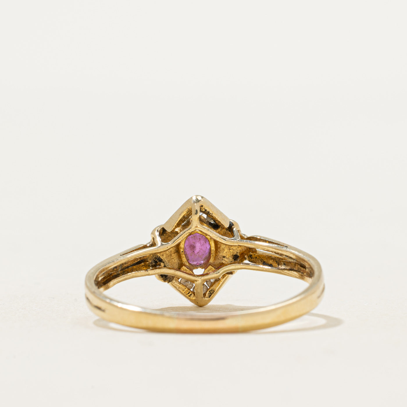 Ruby & Diamond Textured Ring | 0.22ct, 0.04ctw | SZ 7.75