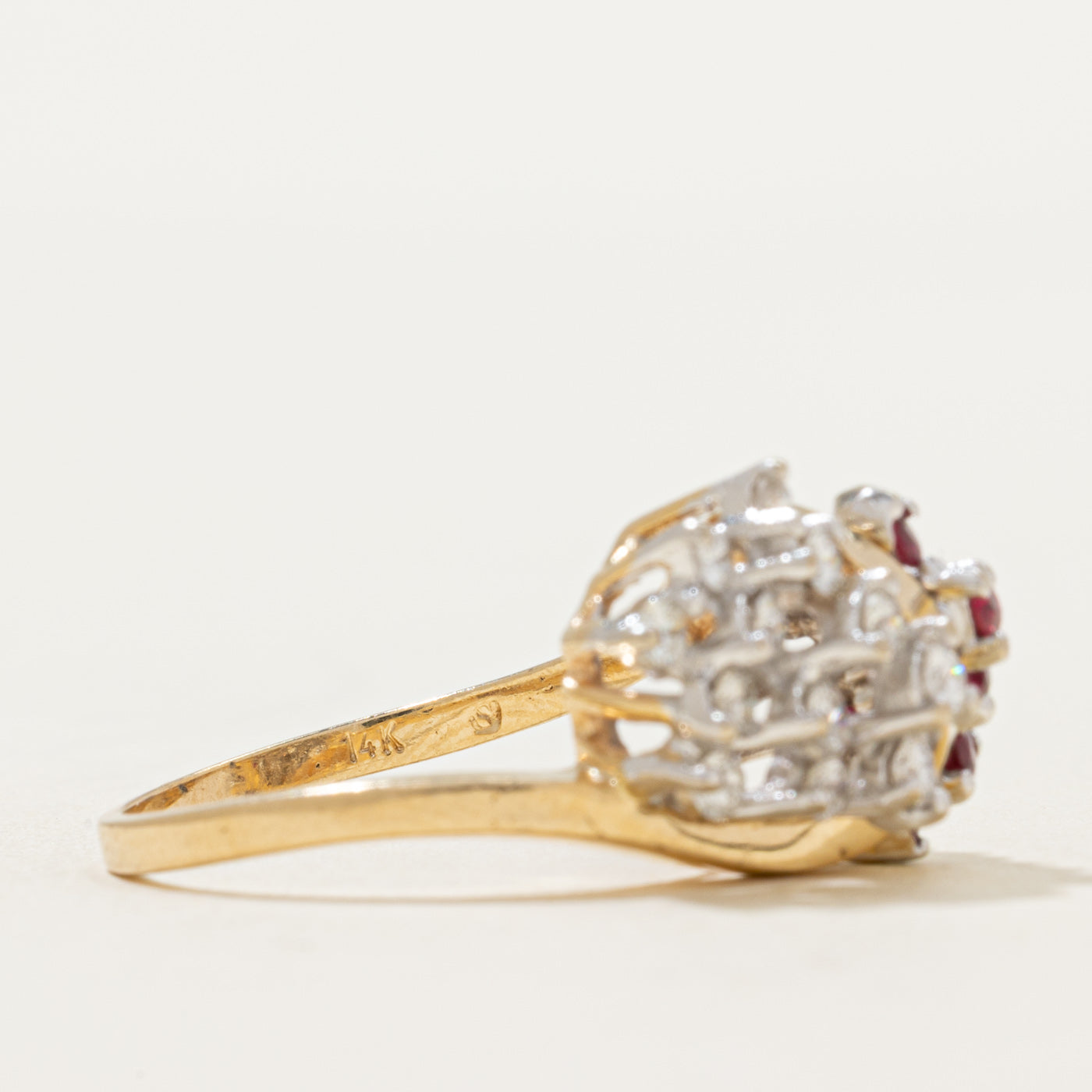 Ruby & Diamond Cluster Cocktail Ring | 0.40ctw, 0.35ctw | SZ 6.25