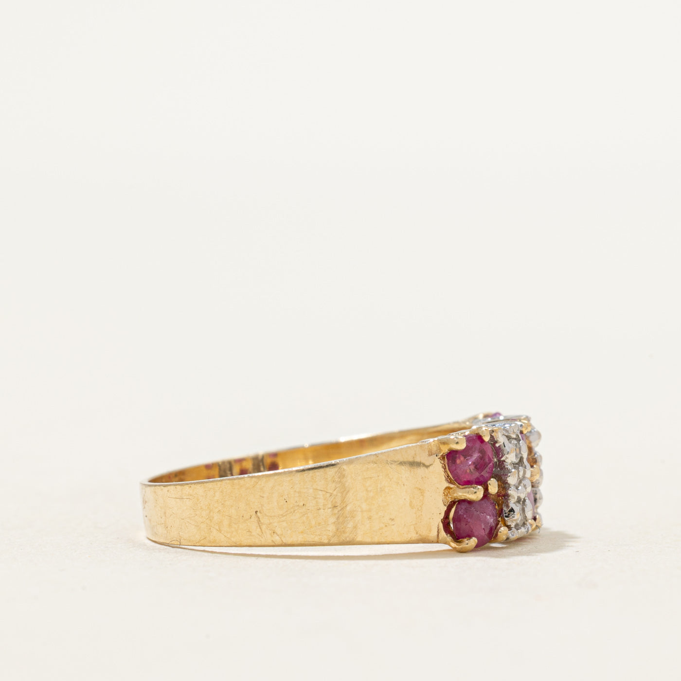 Multi Column Ruby & Diamond Band | 0.70ctw, 0.03ctw | SZ 7