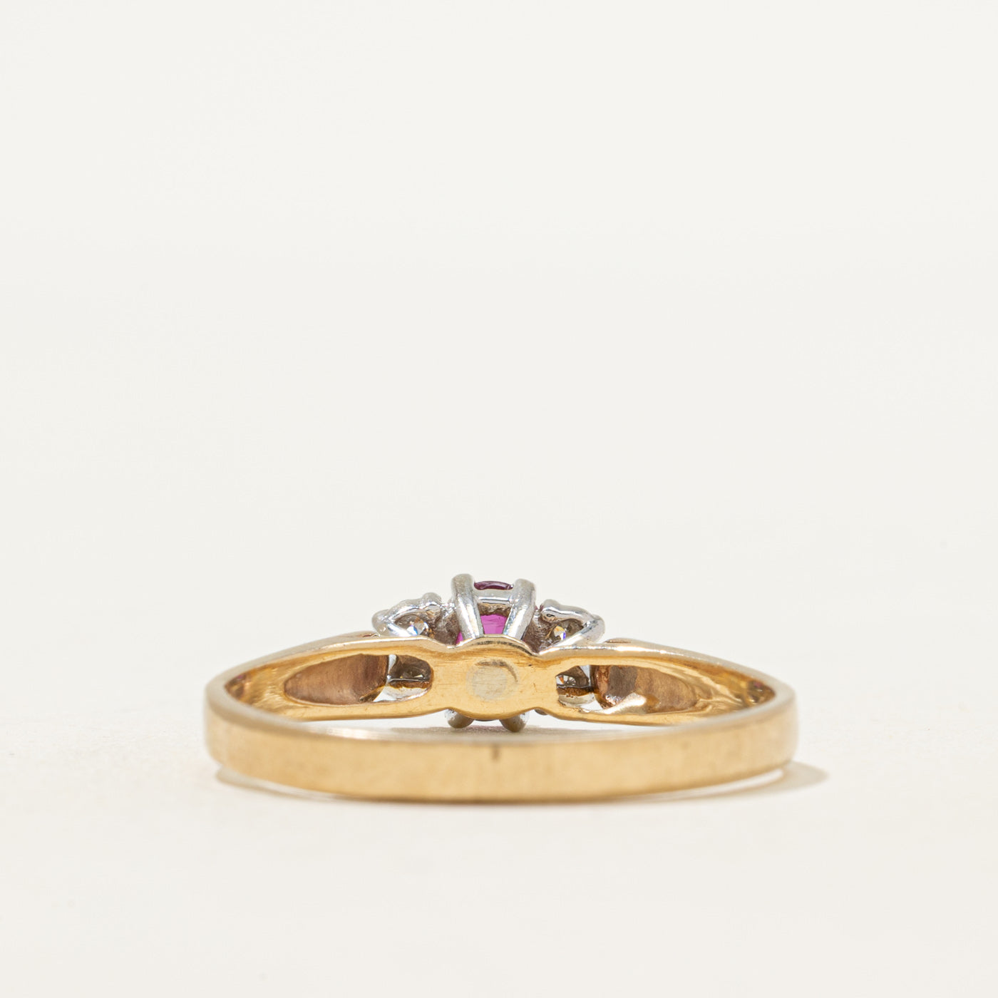 Oval Cut Ruby & Diamond Ring | 0.44ct, 0.06ctw | SZ 9.75