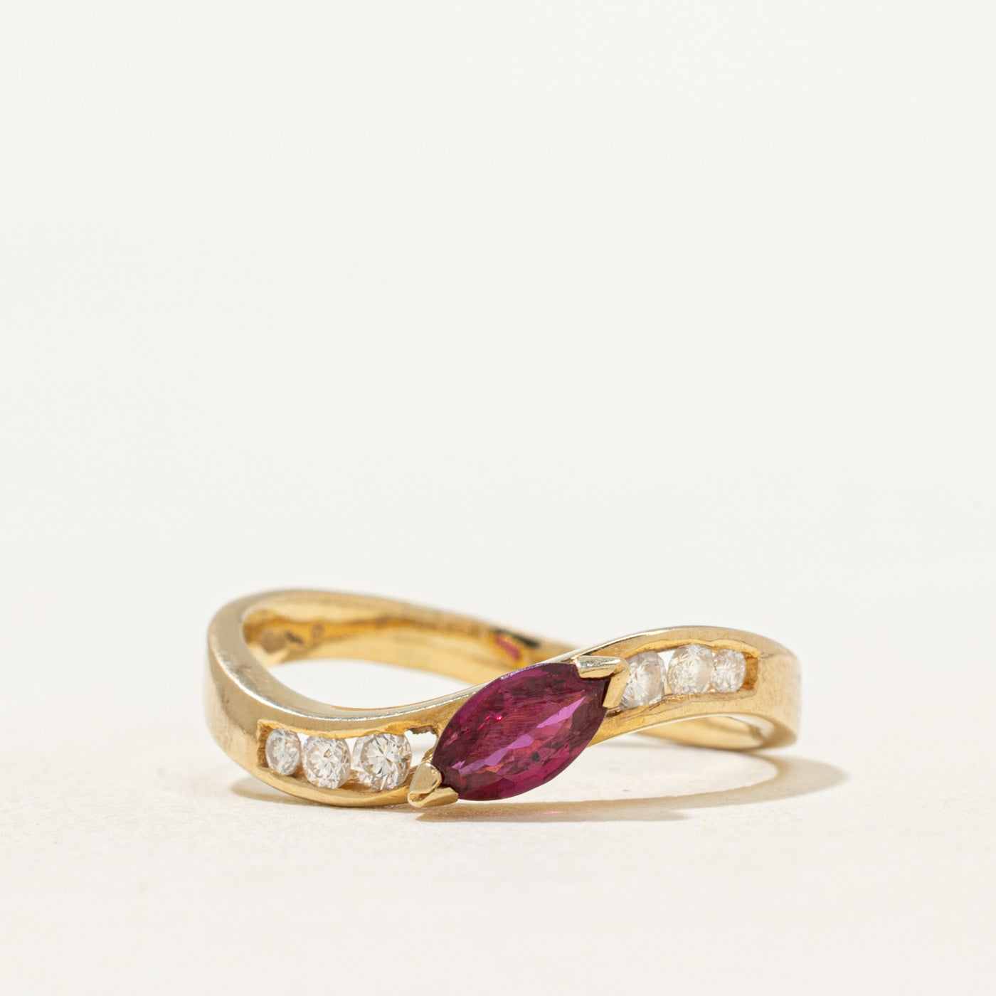 Ruby & Diamond Wave Ring | 0.33ct, 0.12ctw | SZ 5.25