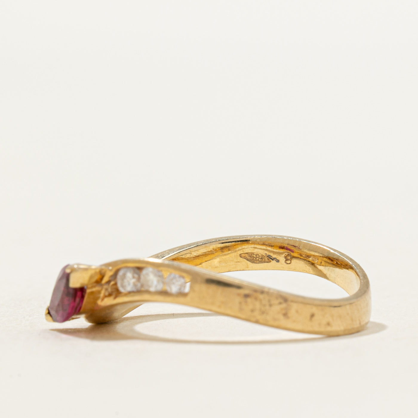 Ruby & Diamond Wave Ring | 0.33ct, 0.12ctw | SZ 5.25