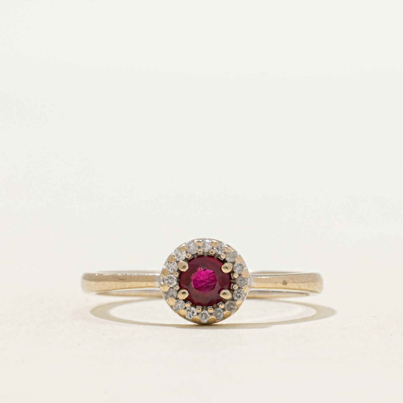 Diamond & Ruby Halo Ring | 0.06ctw | 0.26ct | SZ 6.75