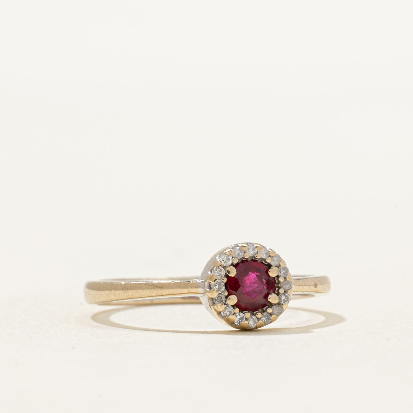 Diamond & Ruby Halo Ring | 0.06ctw | 0.26ct | SZ 6.75
