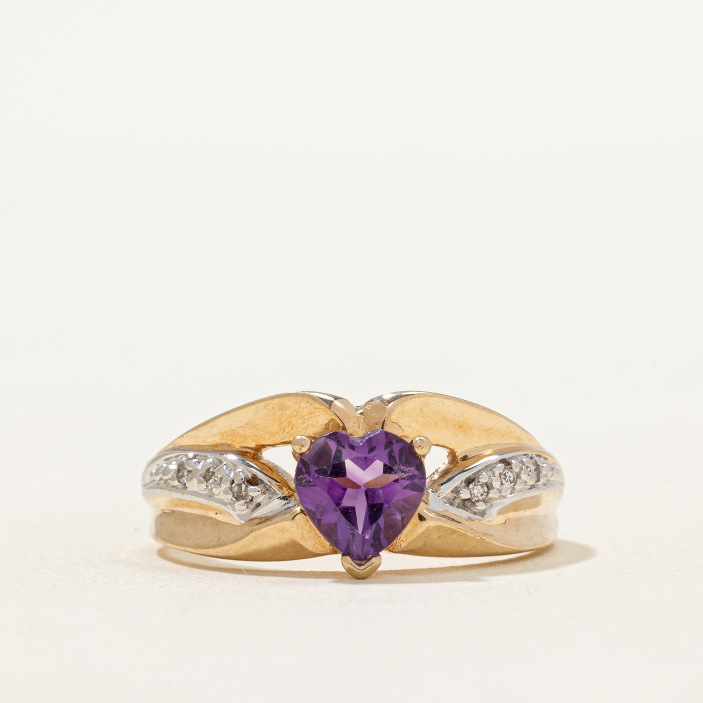 Amethyst Heart & Diamond Ring | 0.60ct, 0.03ctw | SZ 6.75