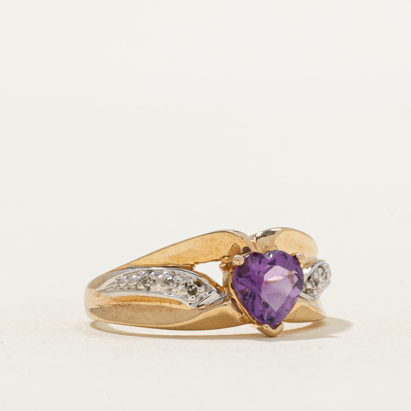 Amethyst Heart & Diamond Ring | 0.60ct, 0.03ctw | SZ 6.75