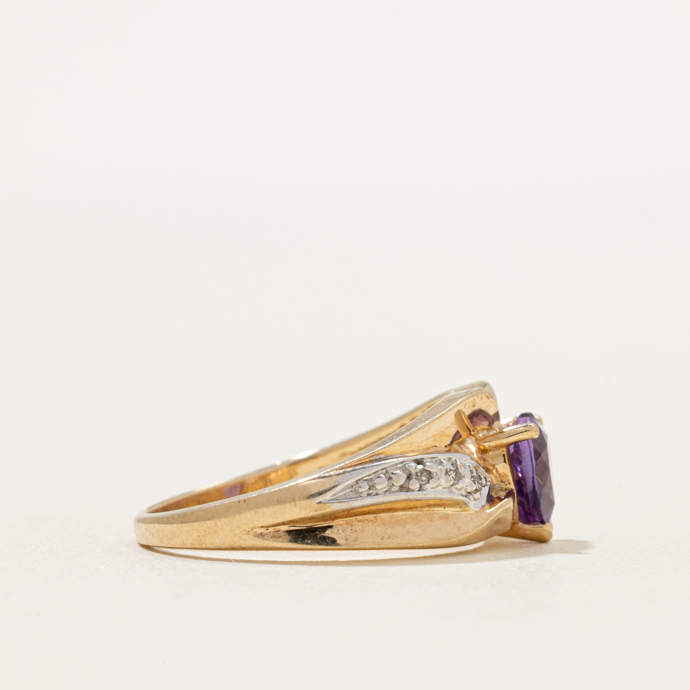 Amethyst Heart & Diamond Ring | 0.60ct, 0.03ctw | SZ 6.75