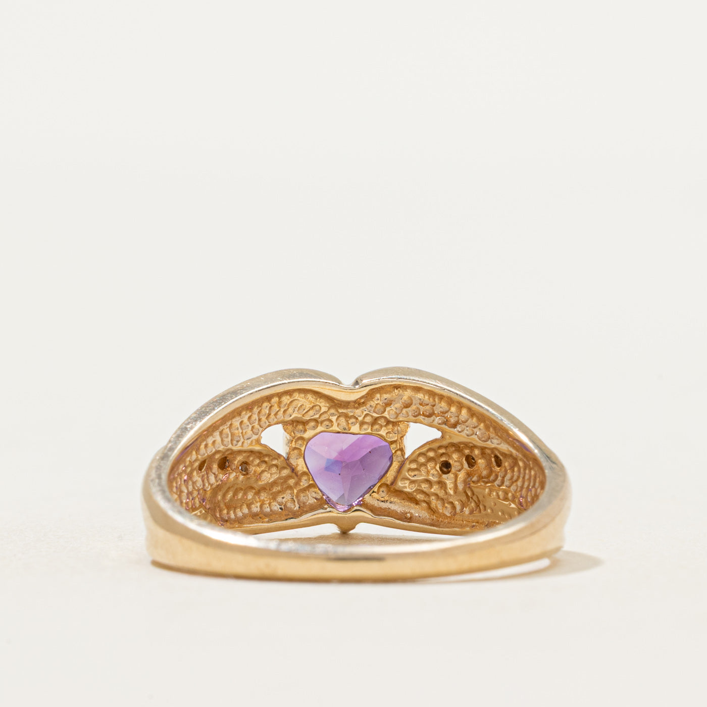 Amethyst Heart & Diamond Ring | 0.60ct, 0.03ctw | SZ 6.75