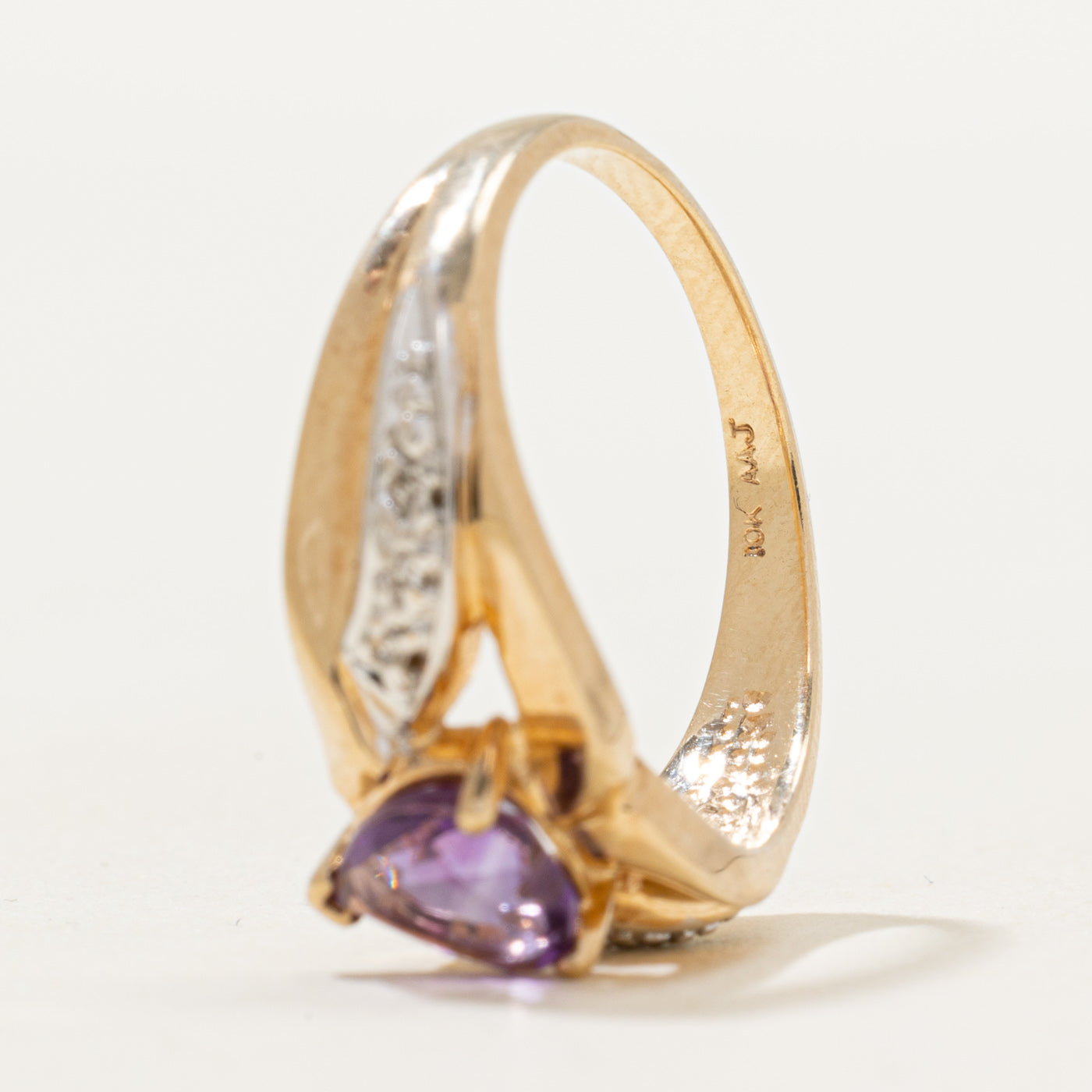 Amethyst Heart & Diamond Ring | 0.60ct, 0.03ctw | SZ 6.75