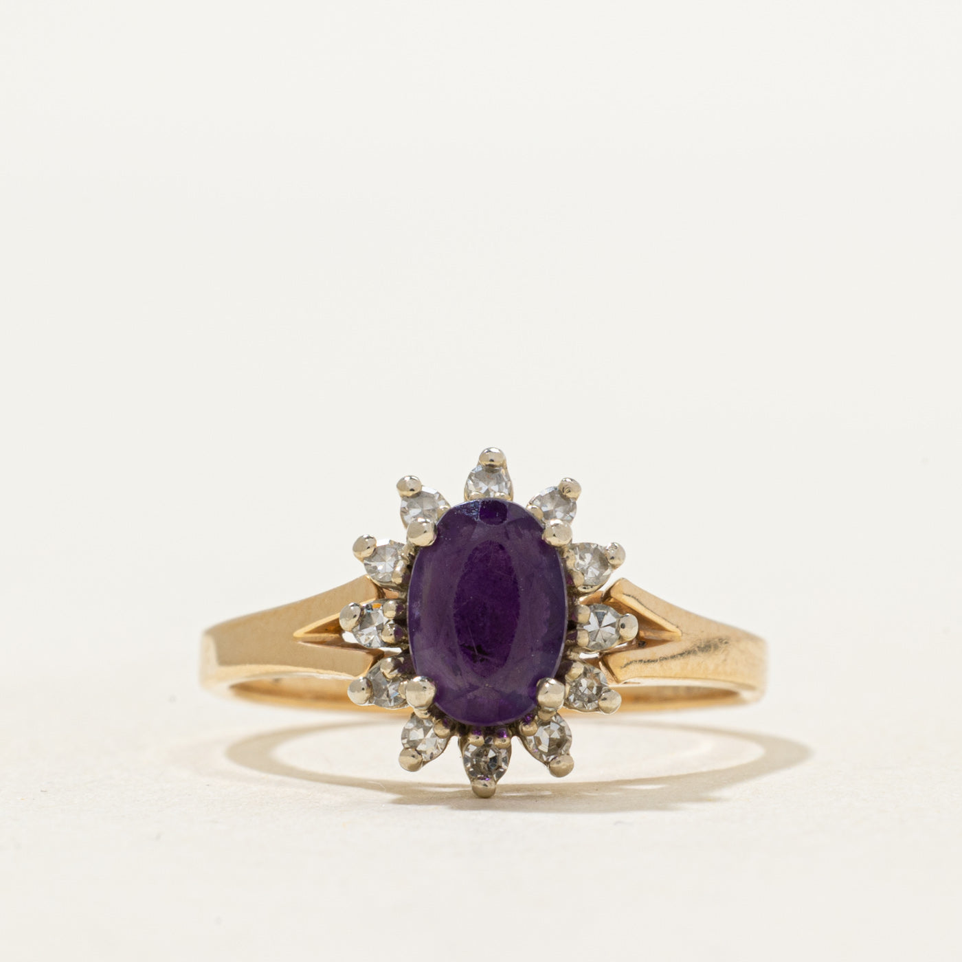 'Birks' Amethyst & Diamond Petal Ring | 0.60ct, 0.12ctw | SZ 6