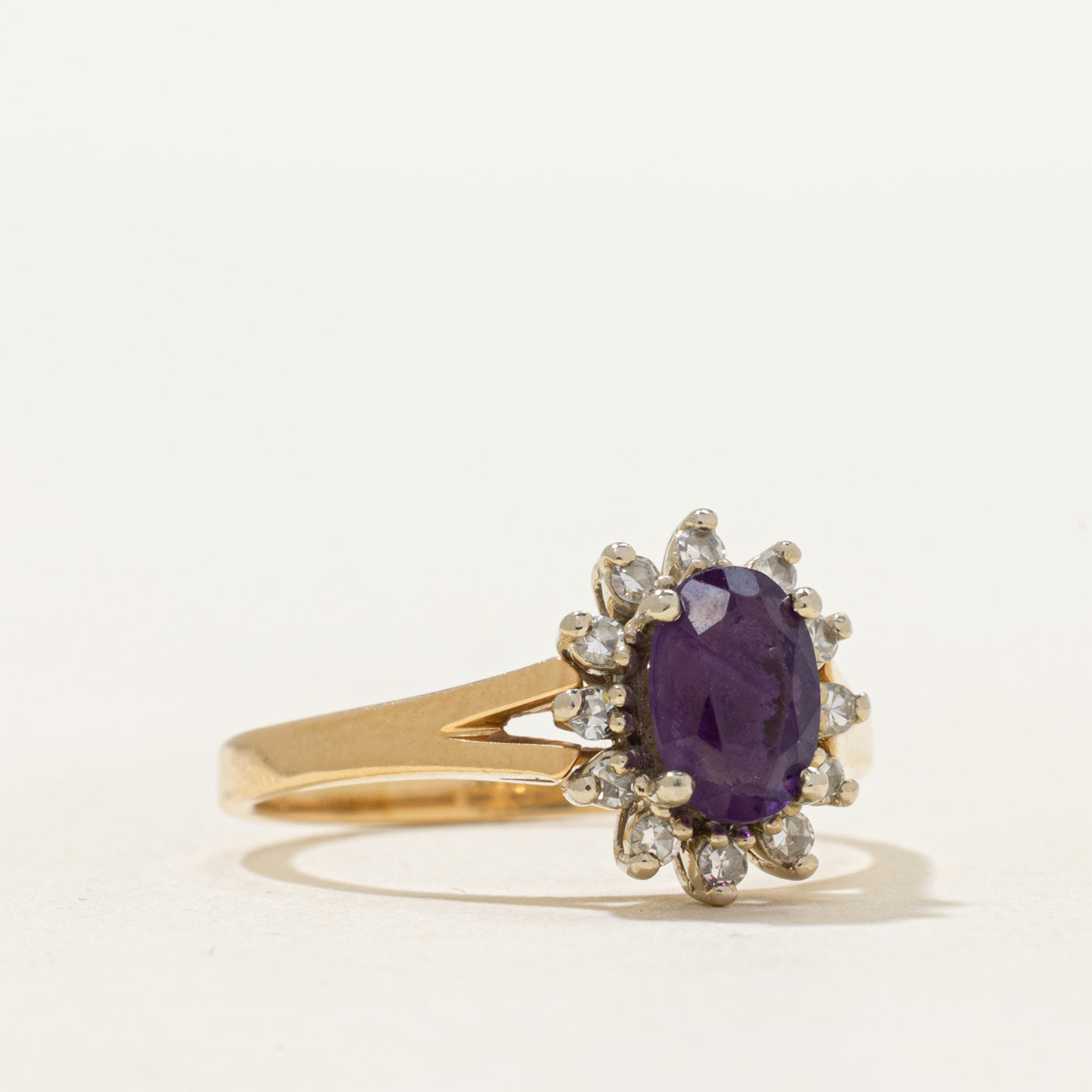 'Birks' Amethyst & Diamond Petal Ring | 0.60ct, 0.12ctw | SZ 6
