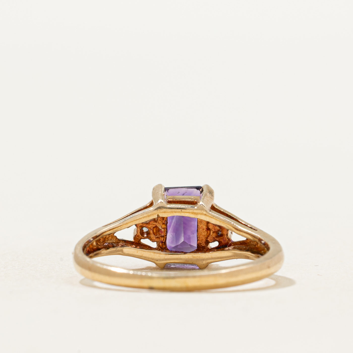 Amethyst & Diamond Tapered Ring | 0.50ct, 0.02ctw | SZ 3.5