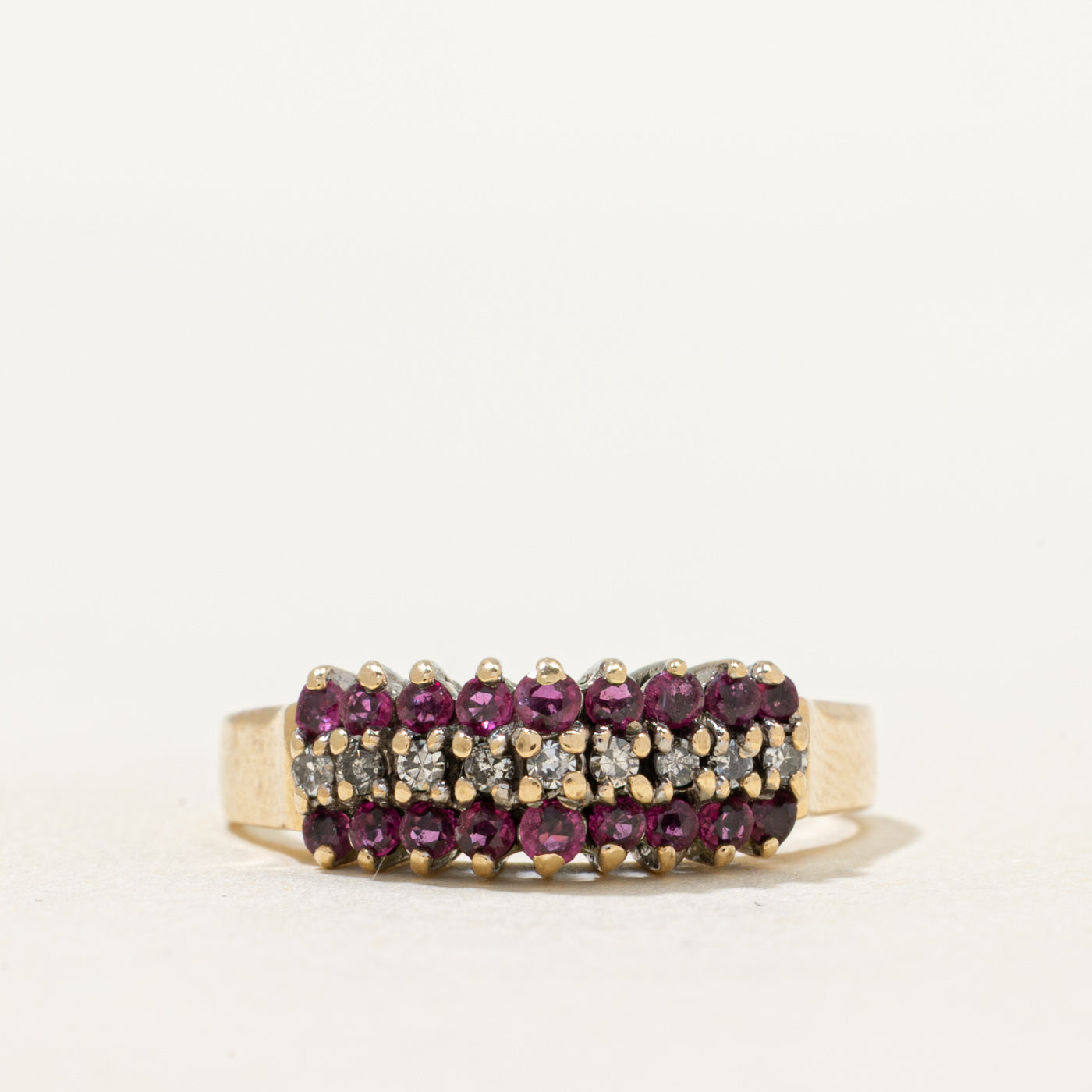 Multi Row Ruby & Diamond Ring | 0.50ctw, 0.09ctw | SZ 7.25