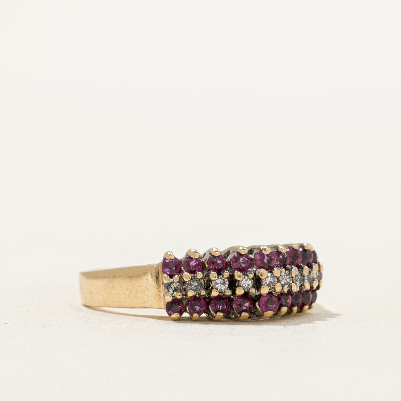 Multi Row Ruby & Diamond Ring | 0.50ctw, 0.09ctw | SZ 7.25