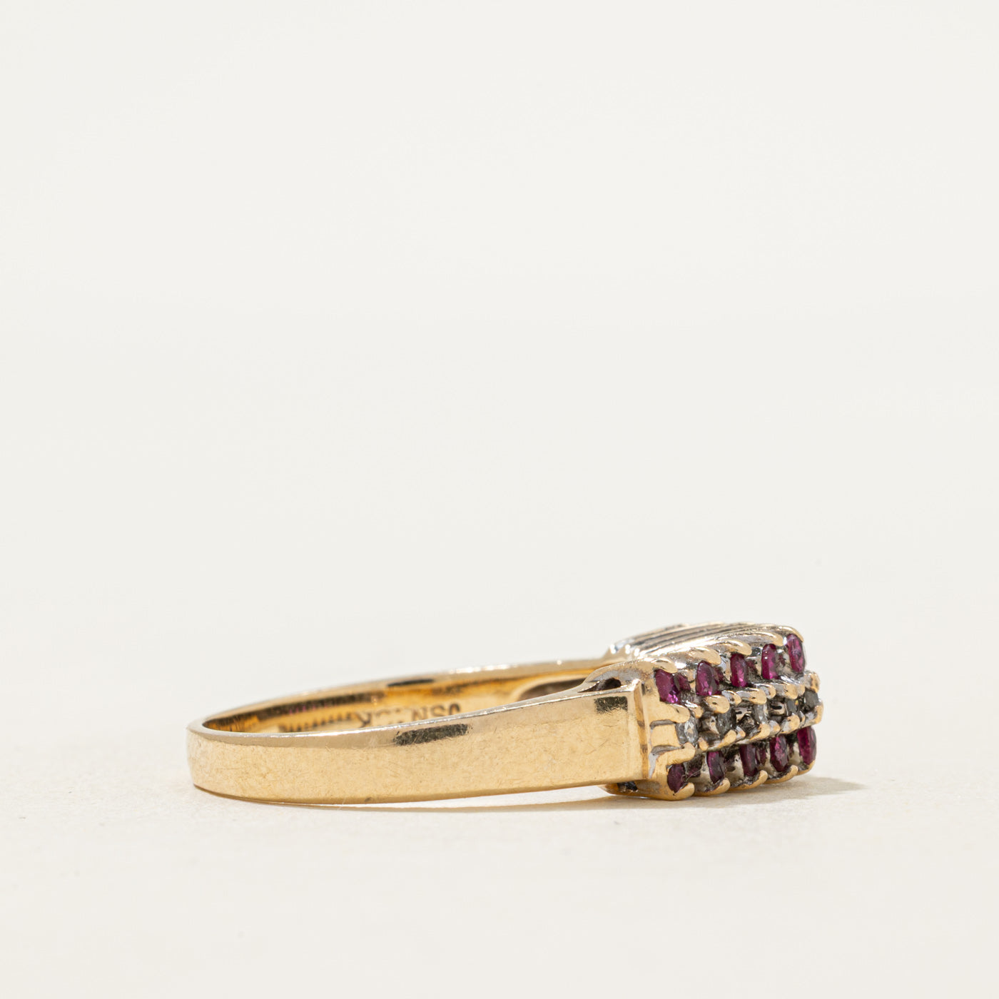 Multi Row Ruby & Diamond Ring | 0.50ctw, 0.09ctw | SZ 7.25