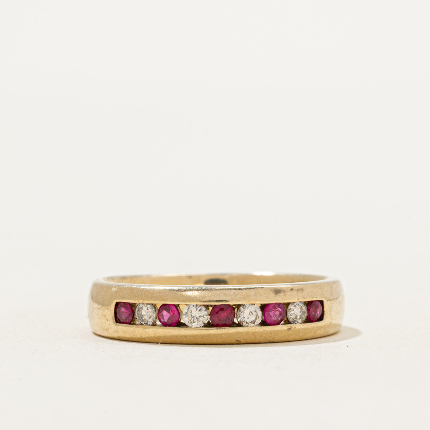 Channel Set Ruby & Diamond Band | 0.17ctw, 0.10ctw | SZ 6.5