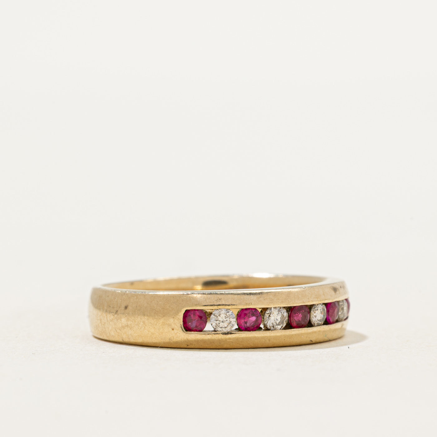 Channel Set Ruby & Diamond Band | 0.17ctw, 0.10ctw | SZ 6.5