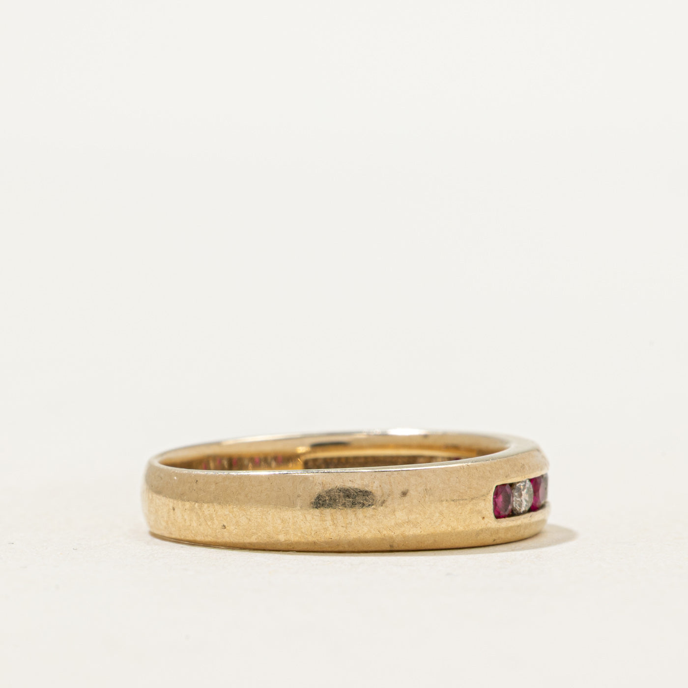 Channel Set Ruby & Diamond Band | 0.17ctw, 0.10ctw | SZ 6.5