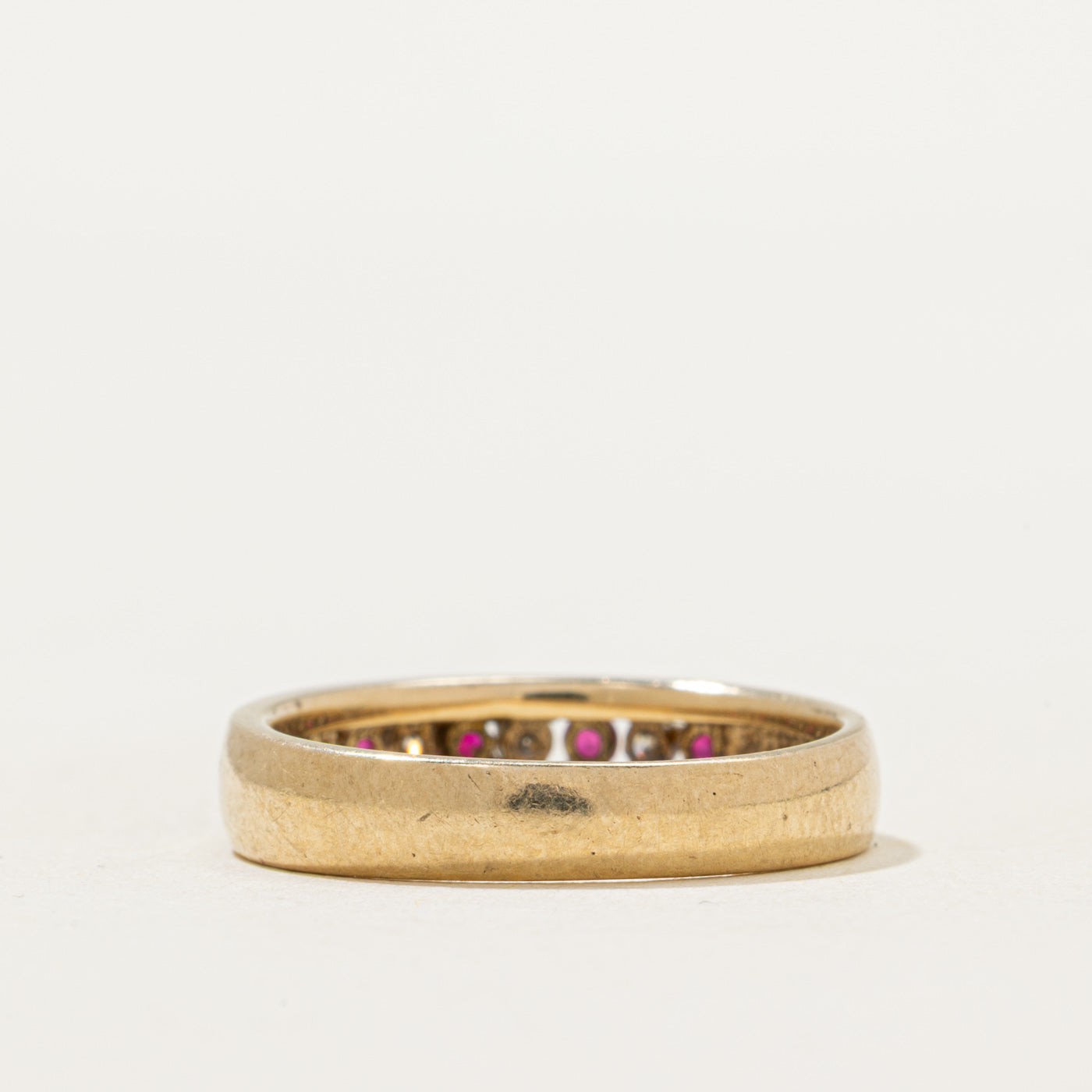 Channel Set Ruby & Diamond Band | 0.17ctw, 0.10ctw | SZ 6.5