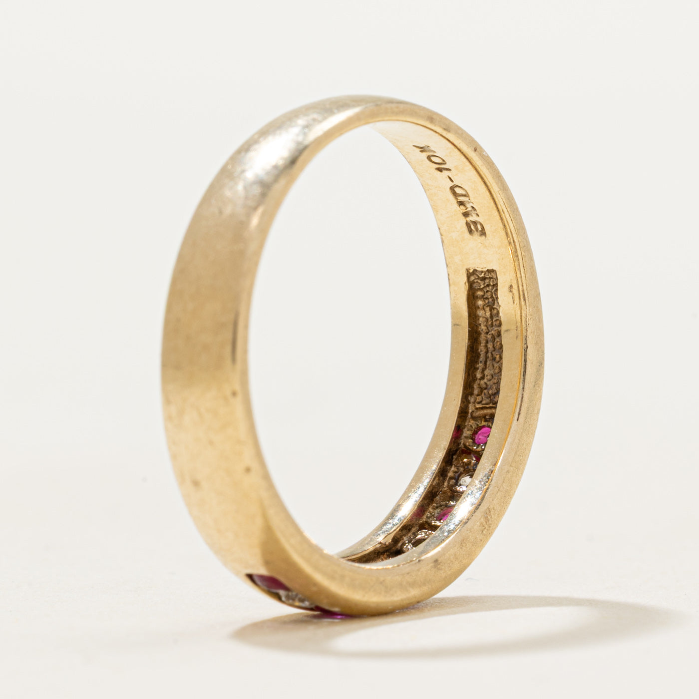 Channel Set Ruby & Diamond Band | 0.17ctw, 0.10ctw | SZ 6.5